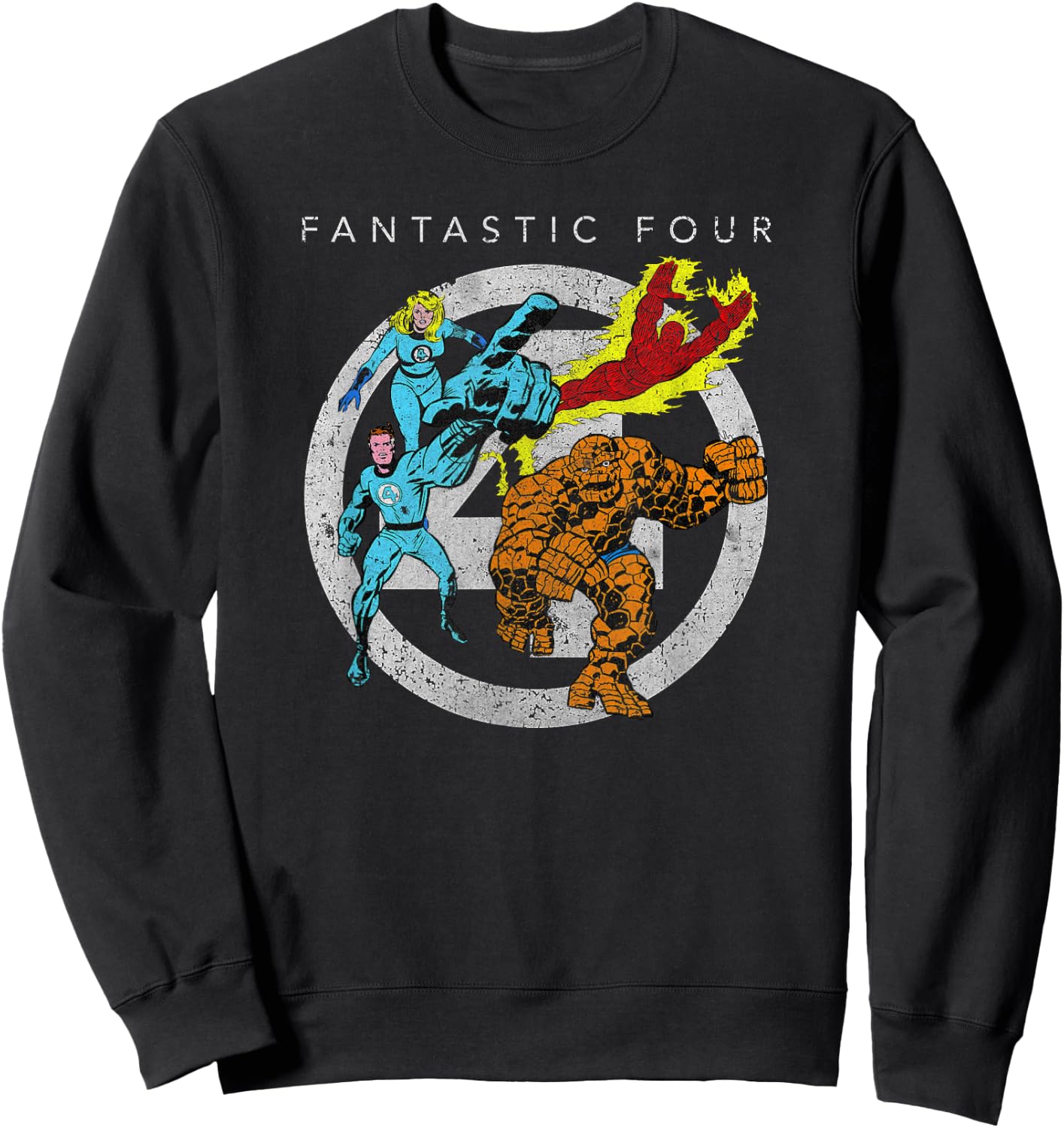 Marvel Fantastic Four Team up Distressed Classic Logo Sweatshirt - Sweatshirt | Black