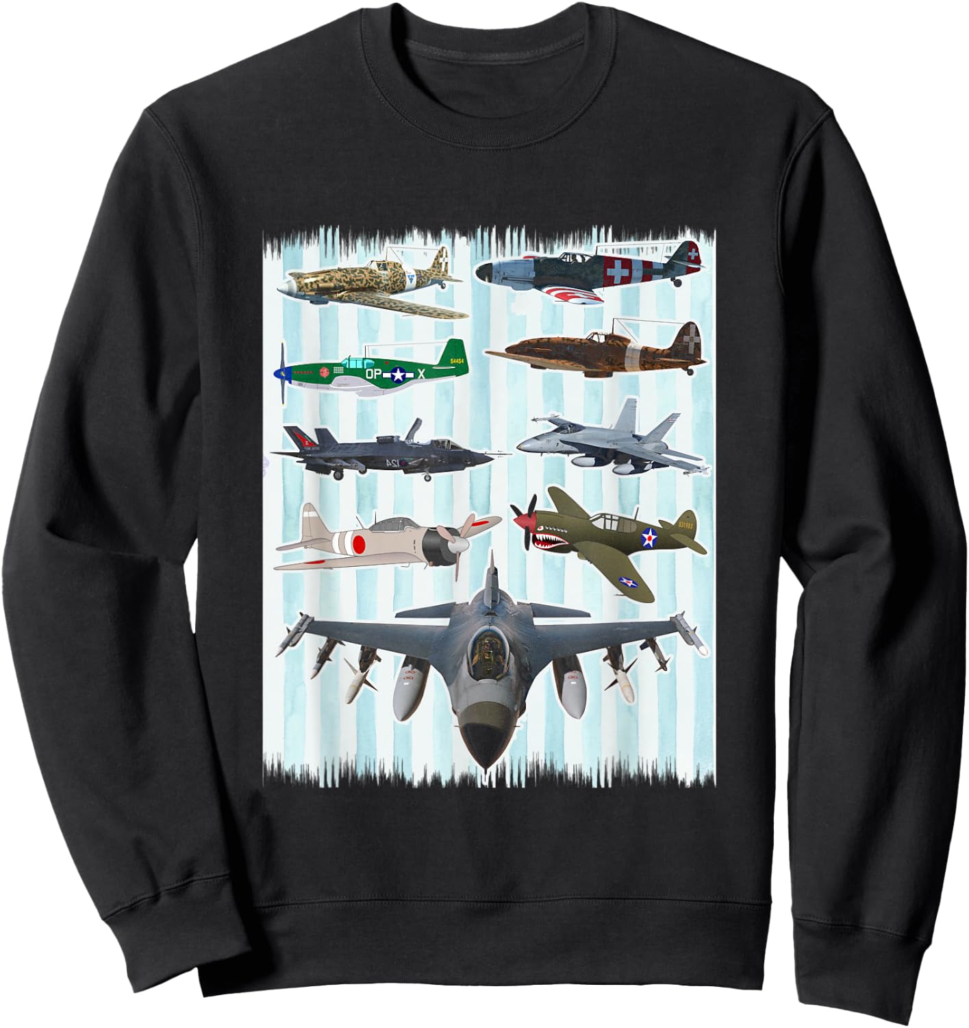 WW2 Planes Warbirds P51 Mustang Spitfire Messerschmitt Sweatshirt - Sweatshirt | Black