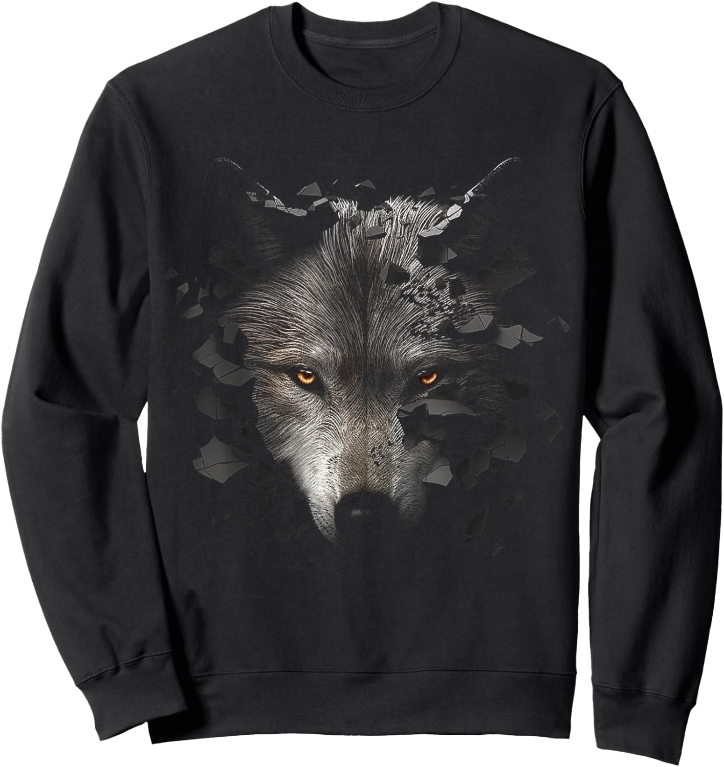 Wolf Lover Fantasy Artwork | Animal Motif Wolf Sweatshirt - Sweatshirt | Black