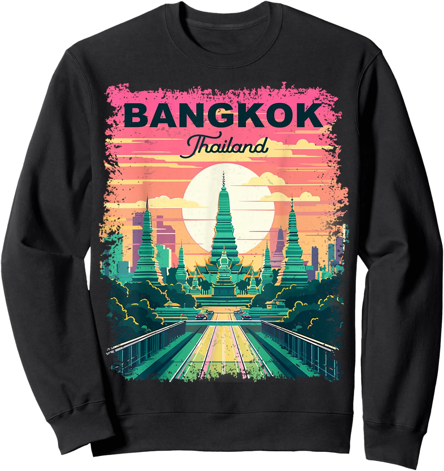 Bangkok Thailand Vintage Retro Sweatshirt - Sweatshirt | Black