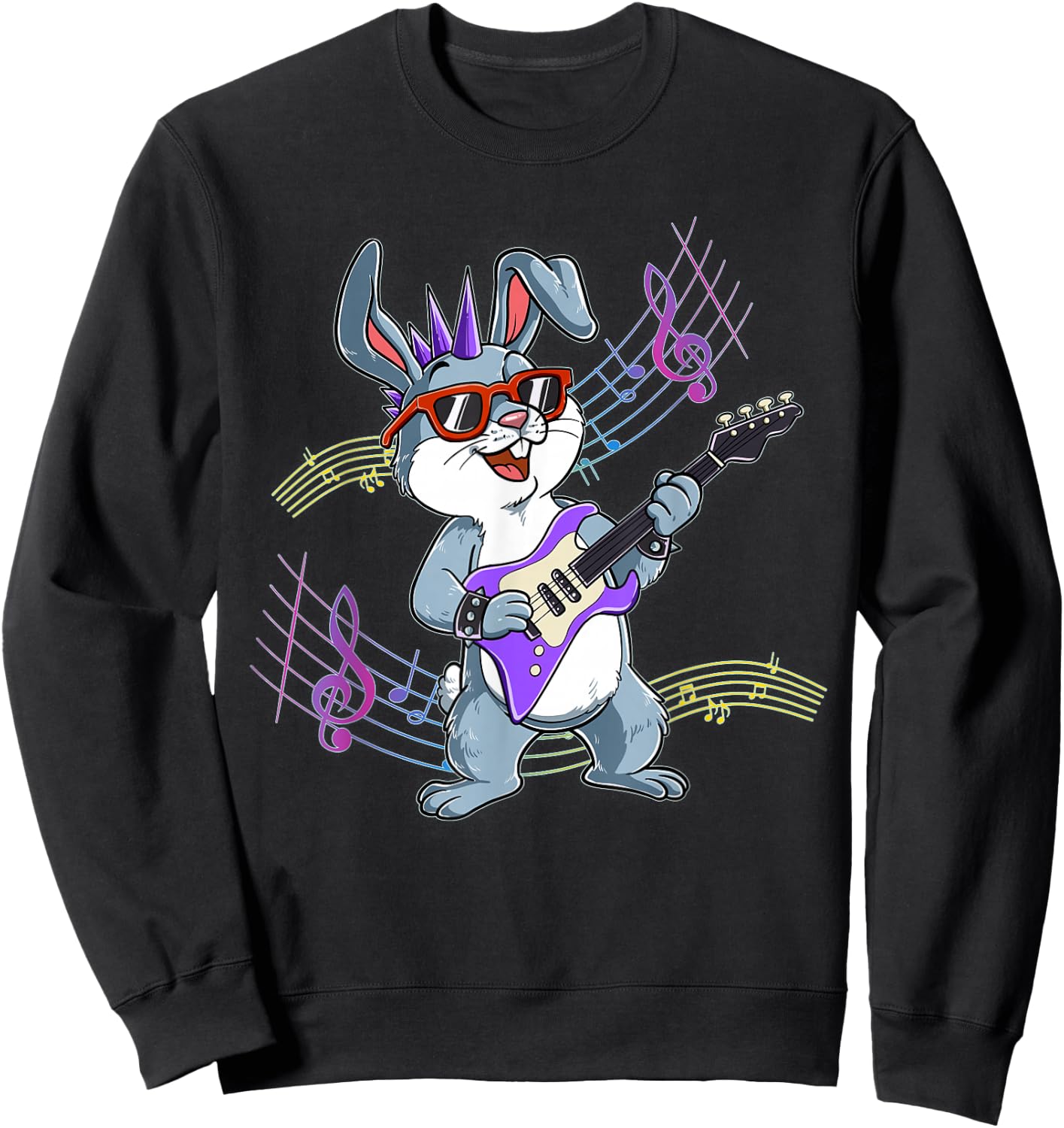 Rabbit Guitar Rockstar Sweatshirt - Sweatshirt | Black