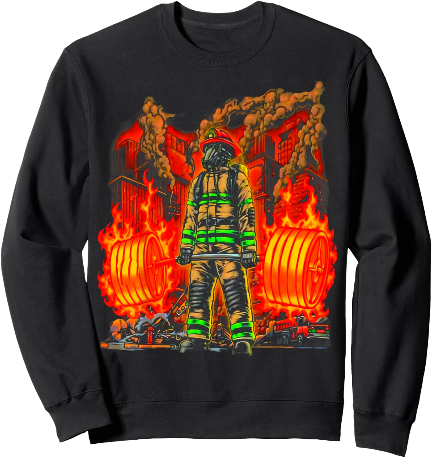Firefighter Deadlifting Workout Bodybuilding Fitness Muscle Sweatshirt - Sweatshirt | Black