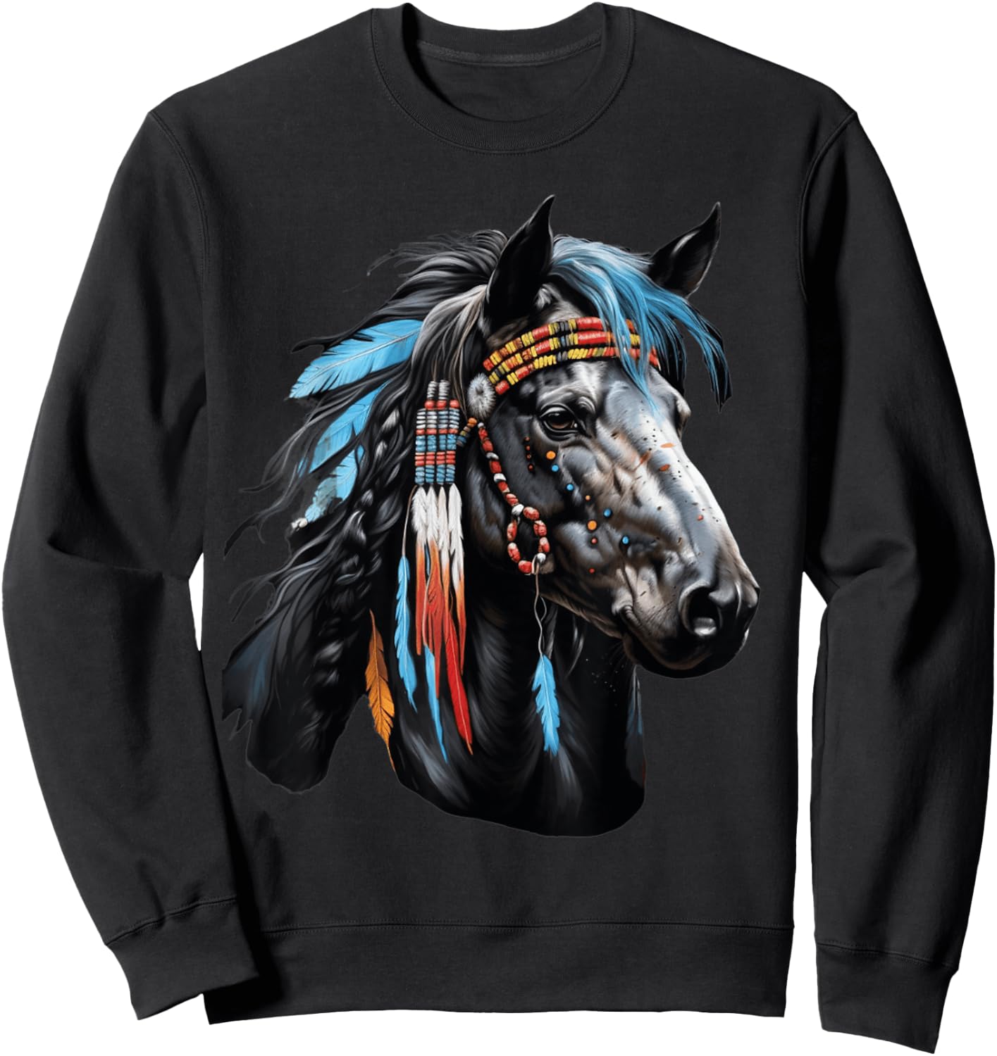 Power Native American Horse - for spirit and body Sweatshirt - Sweatshirt | Black