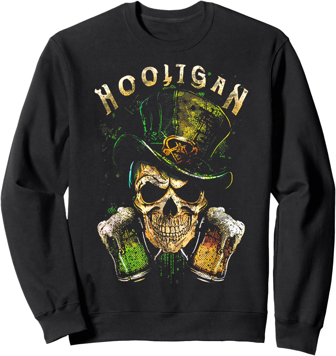Hooligan Skull Beer Irish Sweatshirt - Sweatshirt | Black