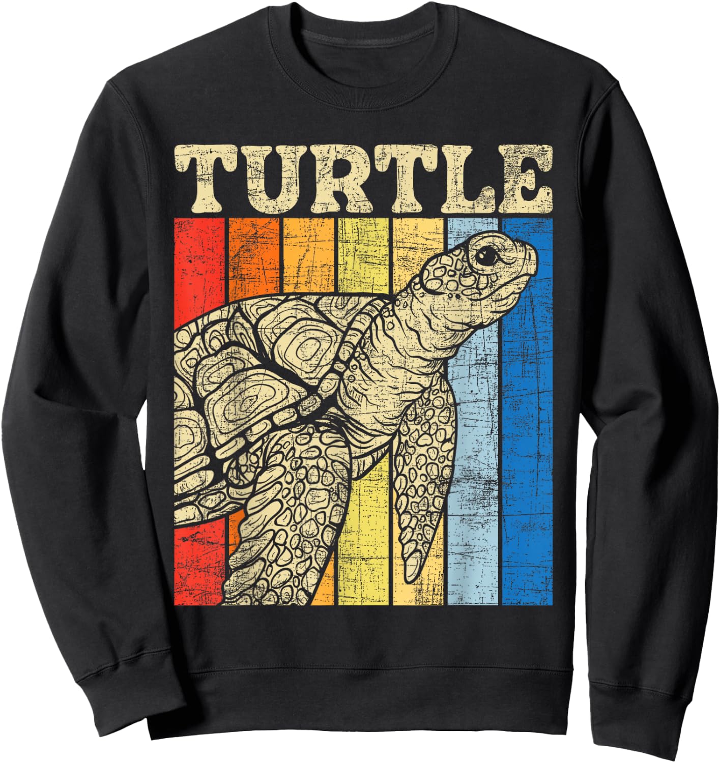 Turtle - Retro Vintage Ocean Sea Animal Wildlife Zookeeper Sweatshirt - Sweatshirt | Black