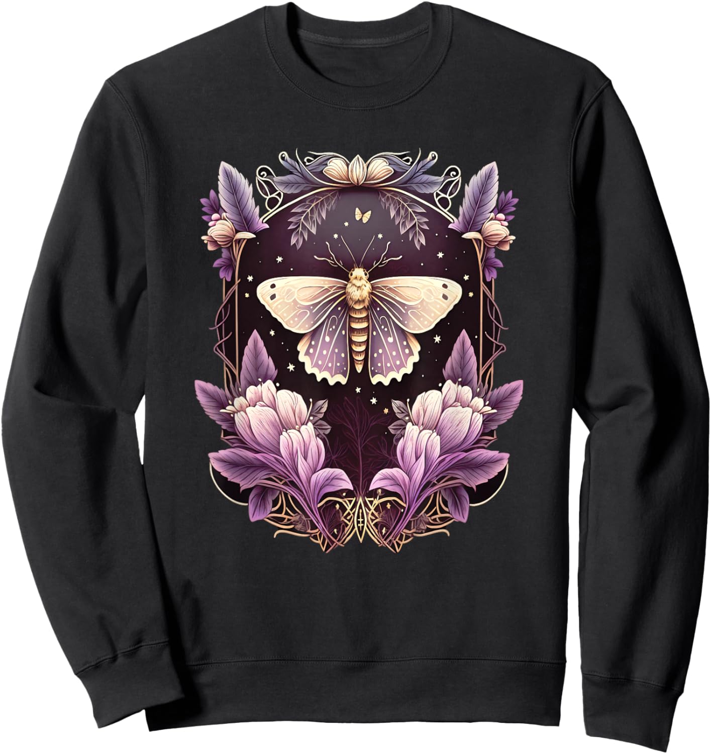 Moth, flowers, butterfly, Wicca, gothic, night lover, dark Sweatshirt - Sweatshirt | Black