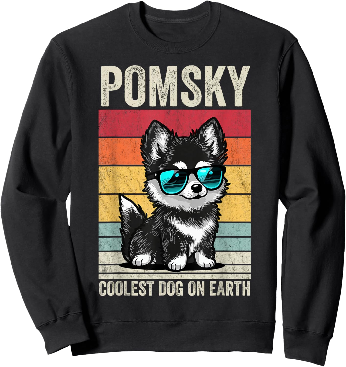 Pomsky Coolest Dog On Earth, Vintage Pomsky Sweatshirt - Sweatshirt | Black
