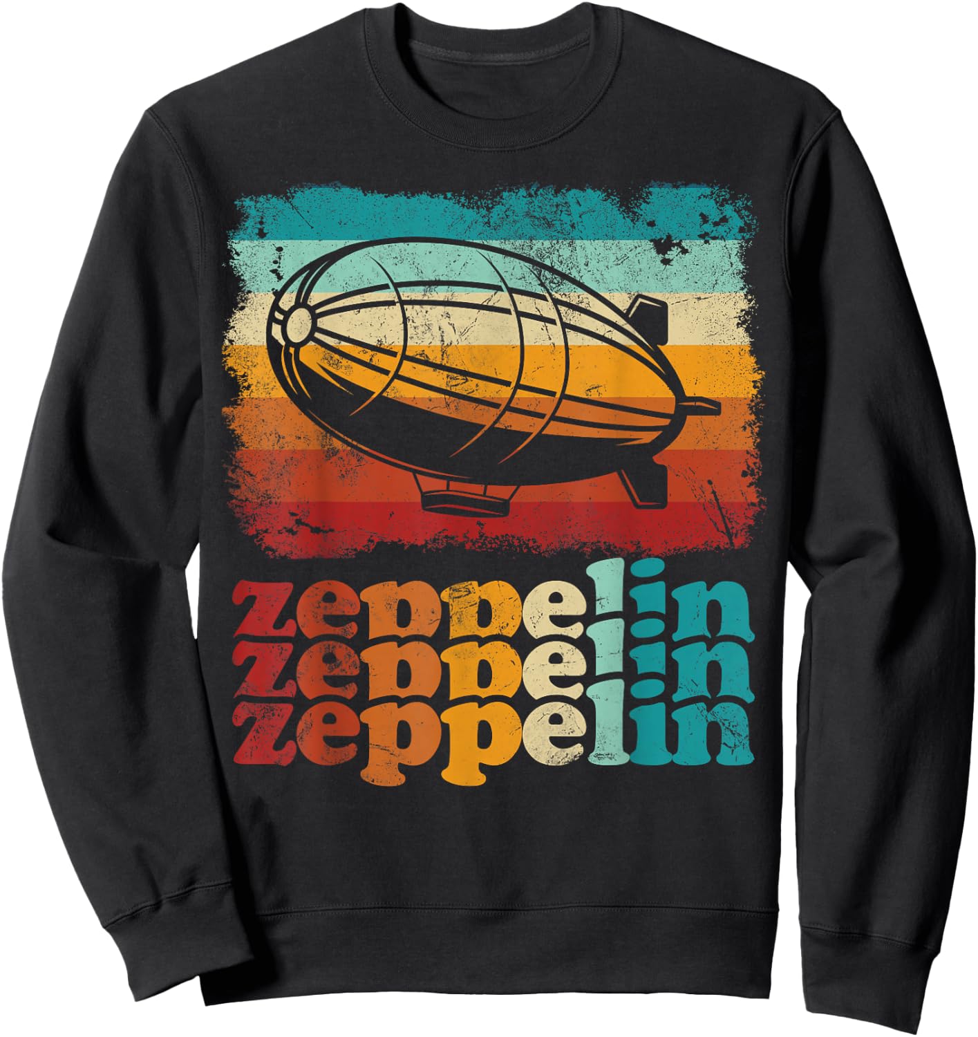 Dirigible Airship Retro Zeppelin 70s 80s Zepelin Zepplin Sweatshirt - Sweatshirt | Black