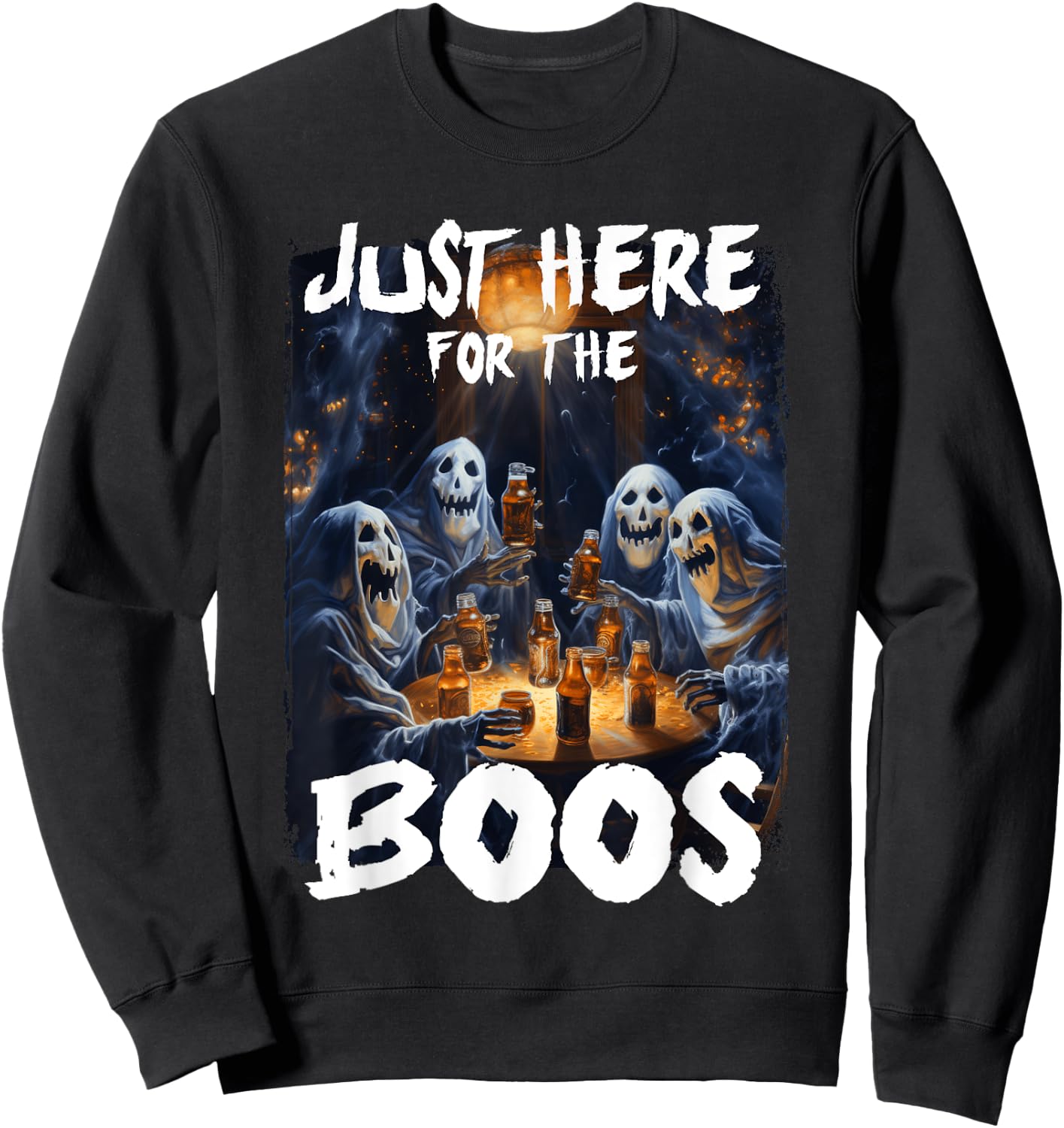 I'm Just Here For The Boos Ghost Funny Men Women Halloween Sweatshirt - Sweatshirt | Black