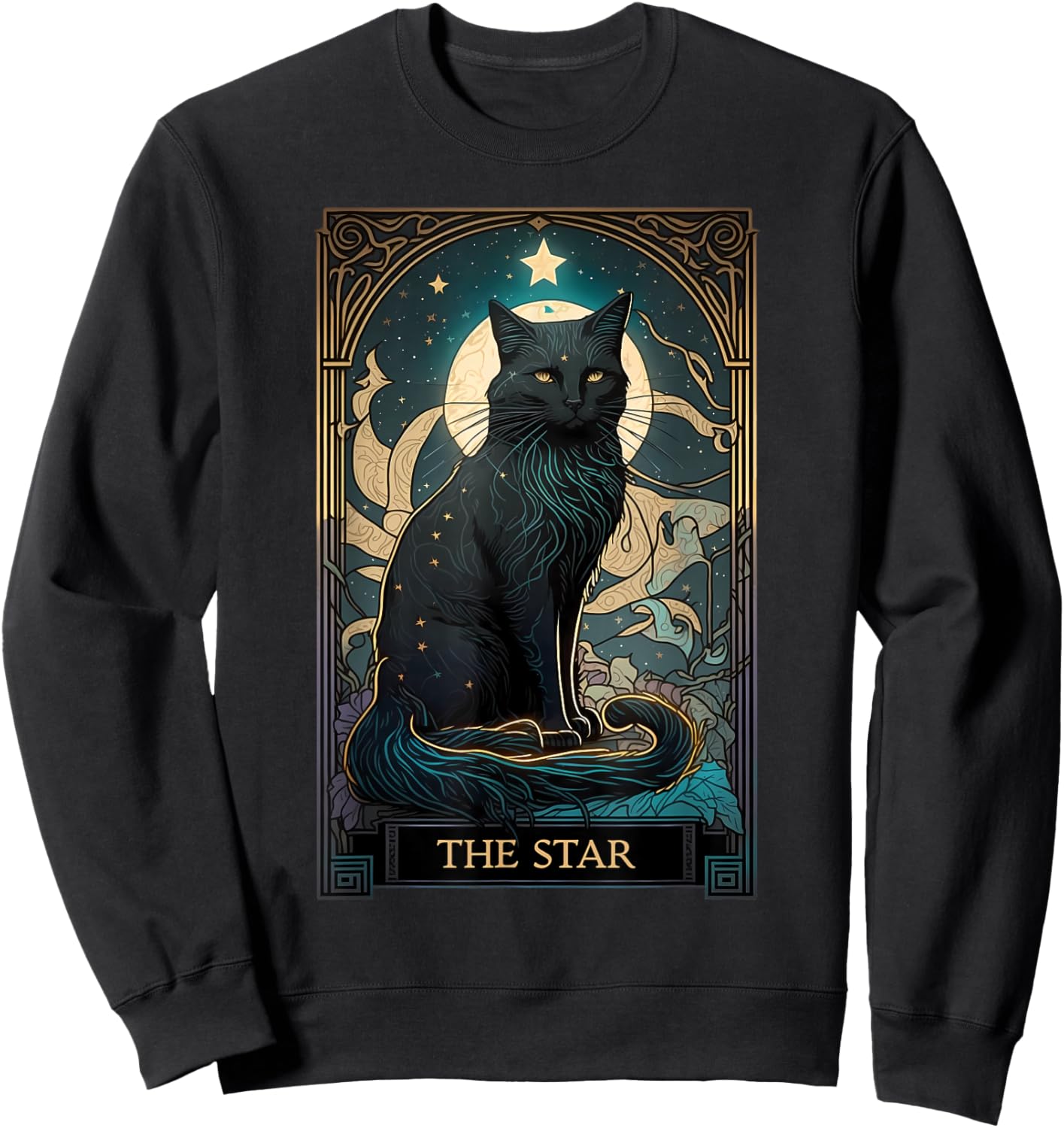 Cat Tarot Card Star Tarot Card Cat Mom of Cats Cat Lover Sweatshirt - Sweatshirt | Black
