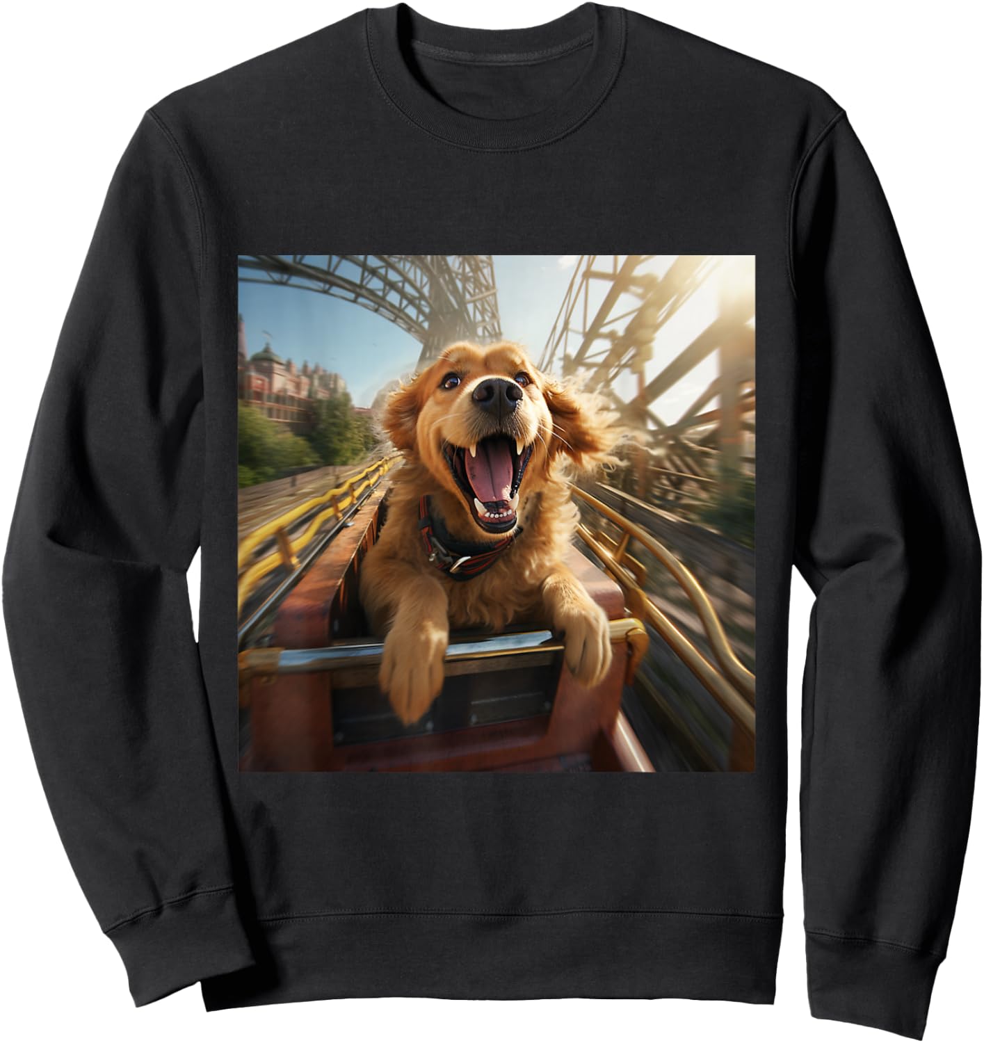 Labrador Retriever Puppy Dog Riding Roller Coaster Men Women Girls Kids Sweatshirt - Sweatshirt | Black