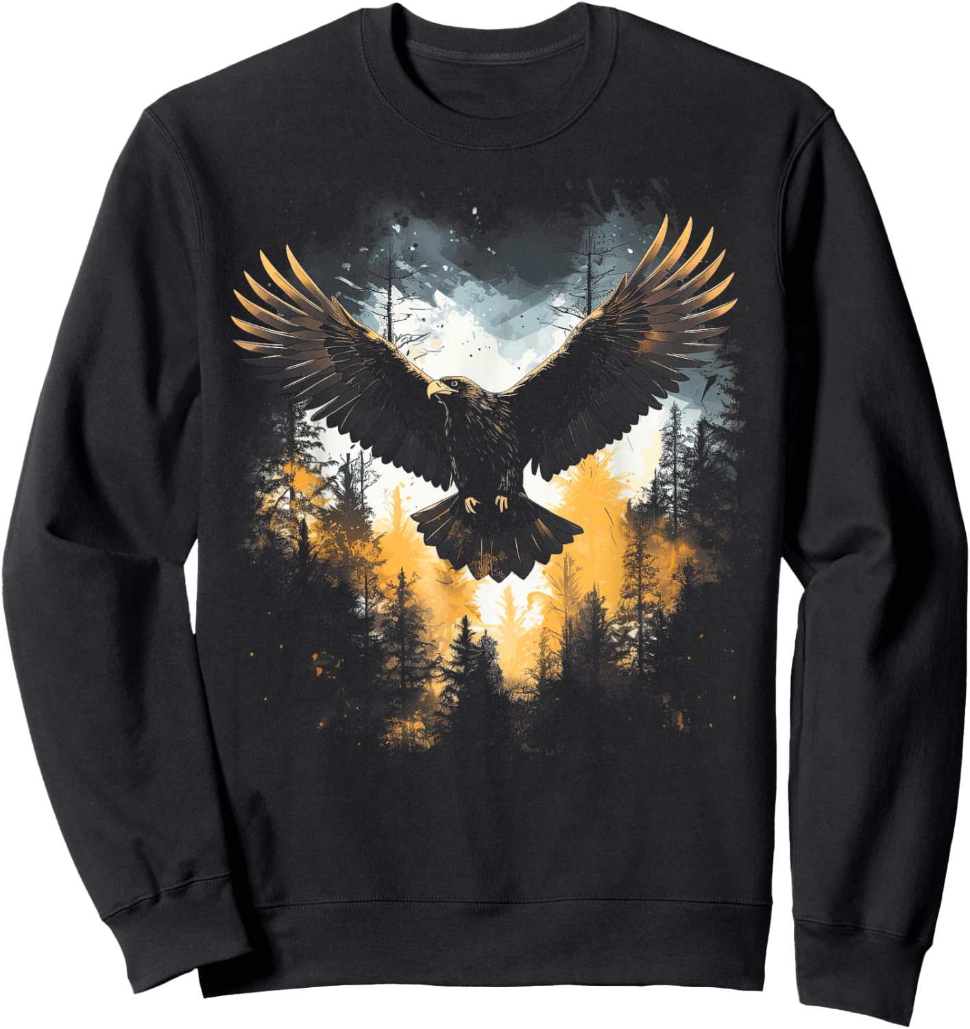 Eagle Forest Animal Wildlife Sweatshirt - Sweatshirt | Black