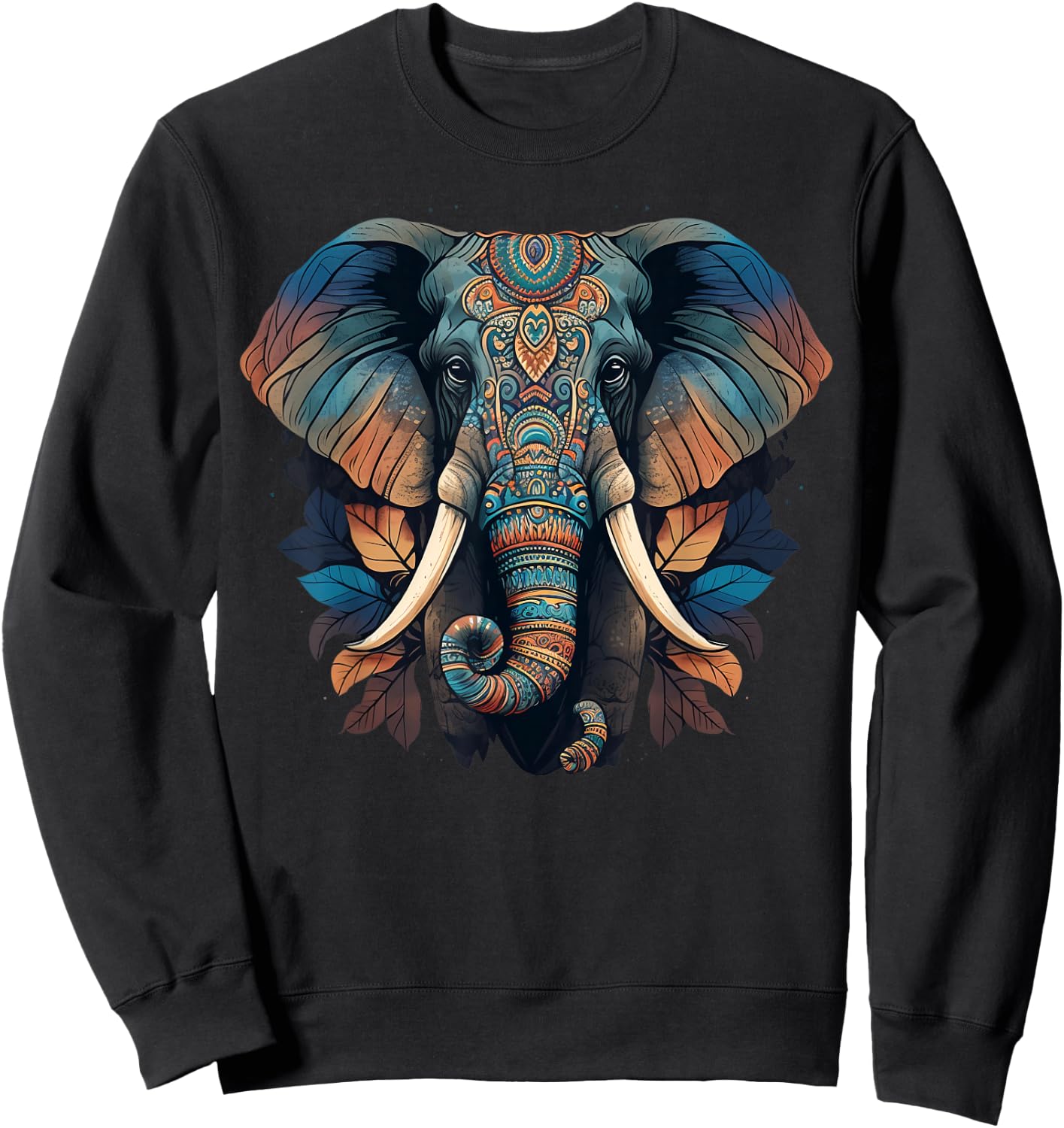 Geometry Elephant Mandala Art Sweatshirt - Sweatshirt | Black