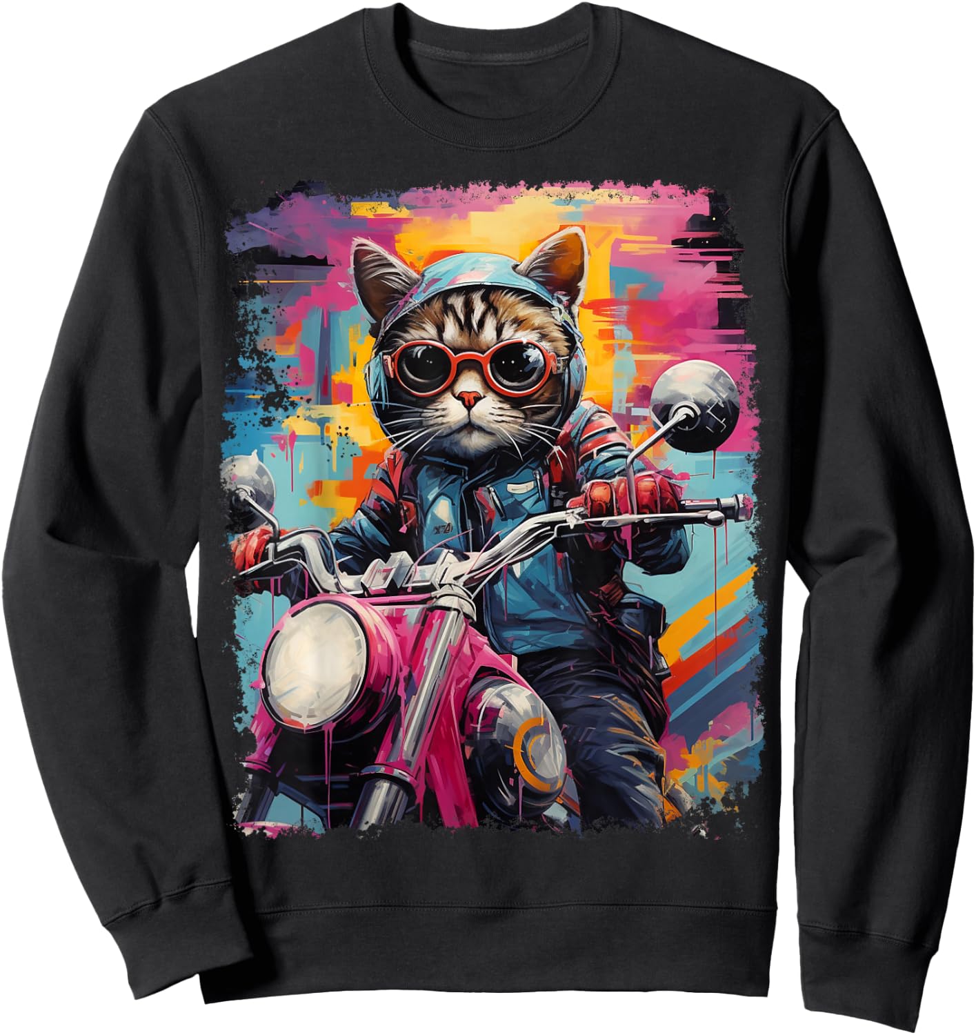 Motorbike Gear Cat on Motorcycle Sweatshirt - Sweatshirt | Black