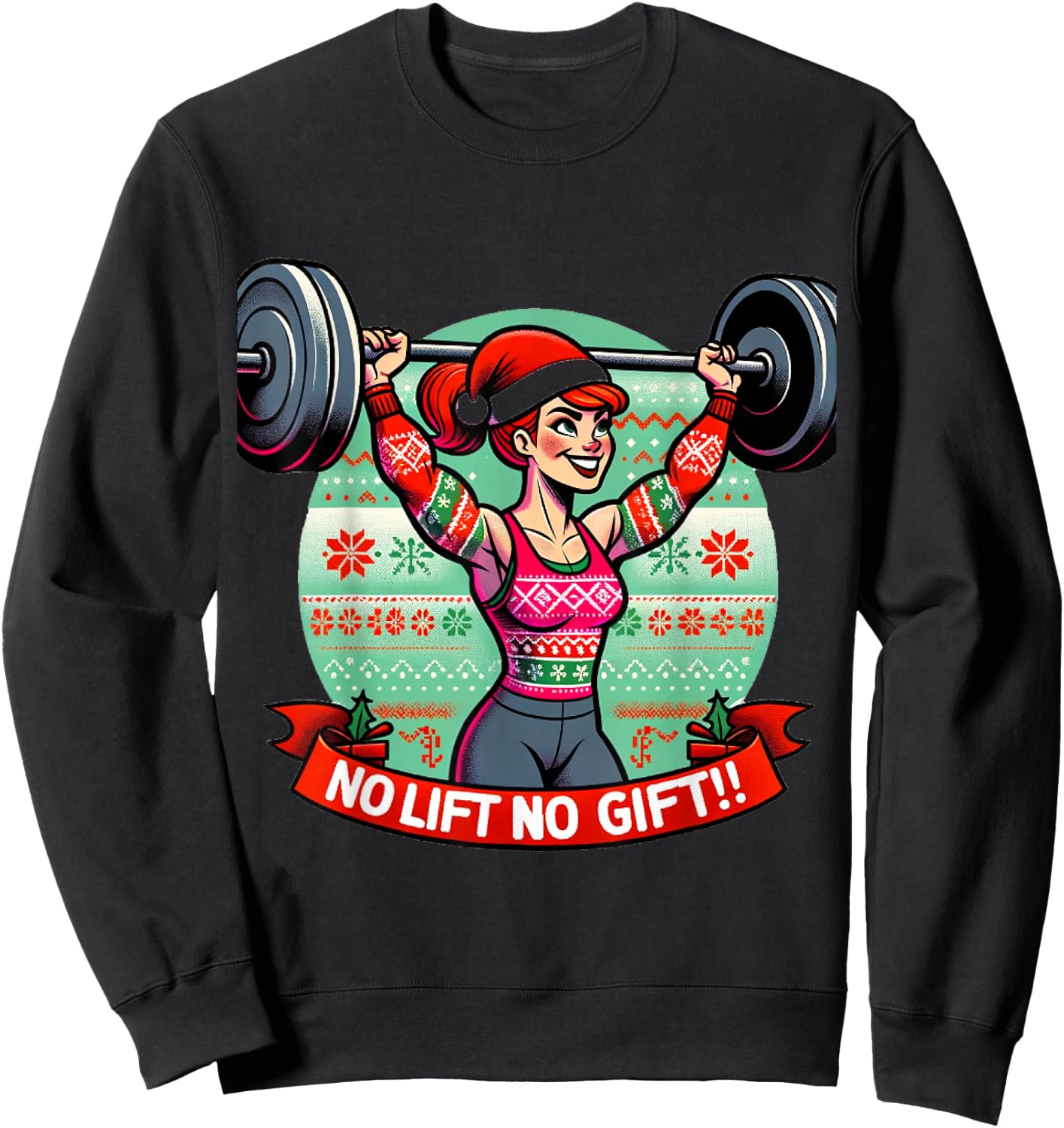 No Lift No Gift Workout Gym Christmas Xmas Miss Santa Women Sweatshirt - Sweatshirt | Black