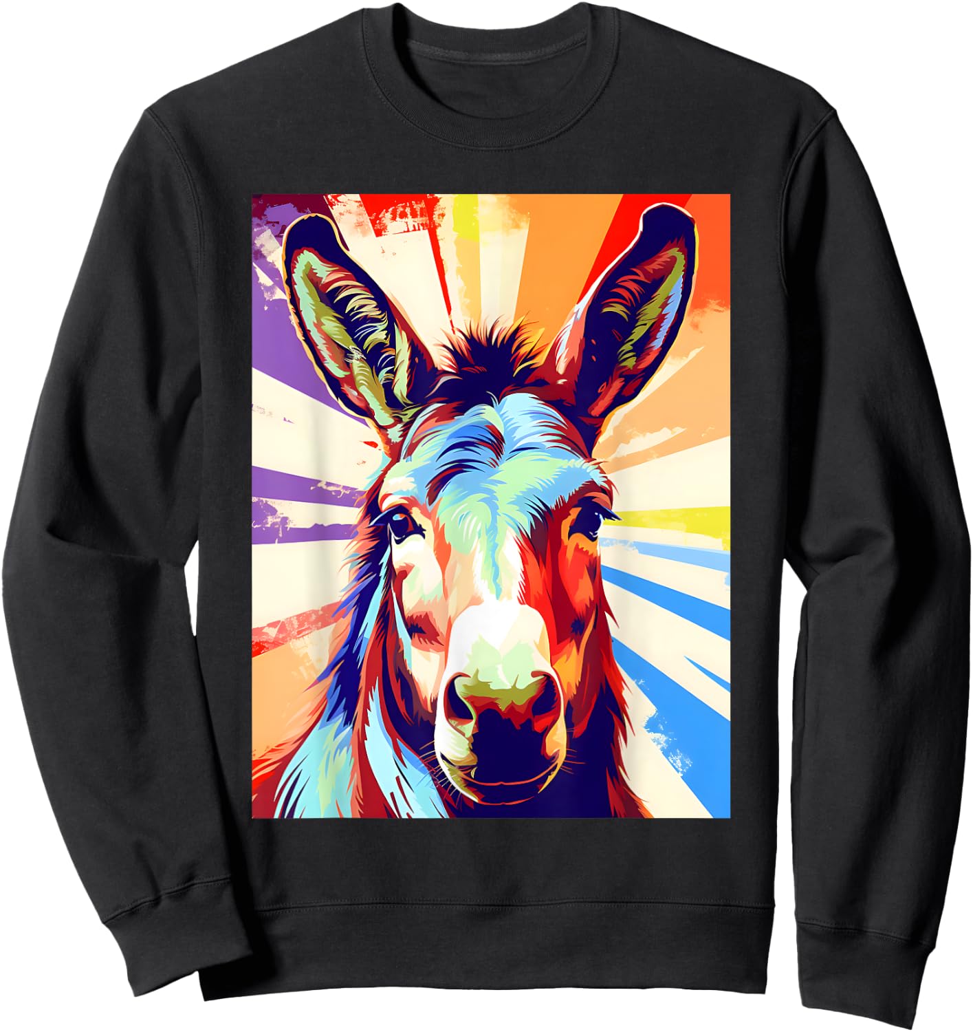 Funny Vintage Donkey Art Women Safari Mule Donkey Sweatshirt - Sweatshirt | Black