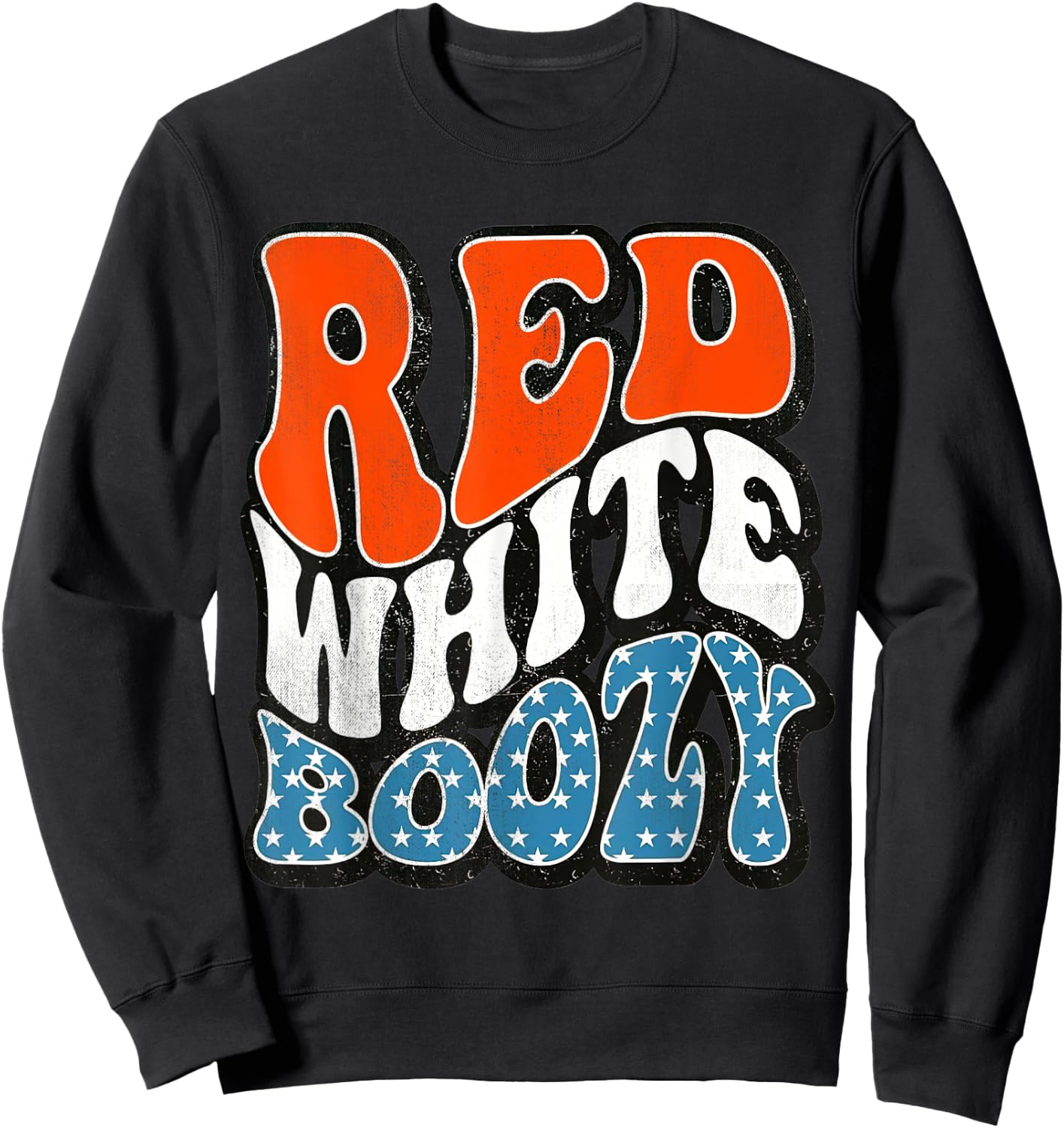 Red White & Boozy Retro, 4th Of July, Patriotic Men Sweatshirt - Sweatshirt | Black