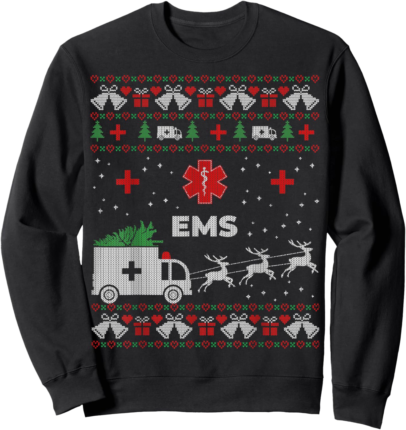 Funny EMS Paramedical Ugly Christmas Sweater Sweatshirt - Sweatshirt | Black