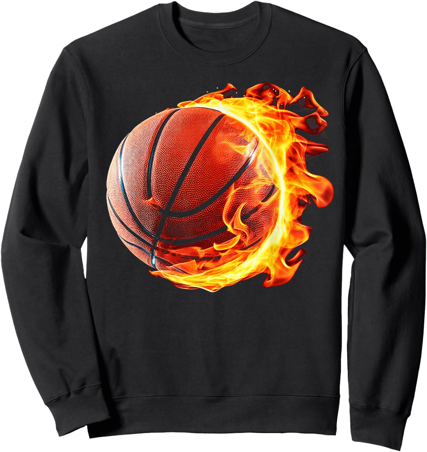 Fire Basketball Ball Flaming Basketball Player Sweatshirt - Sweatshirt | Black