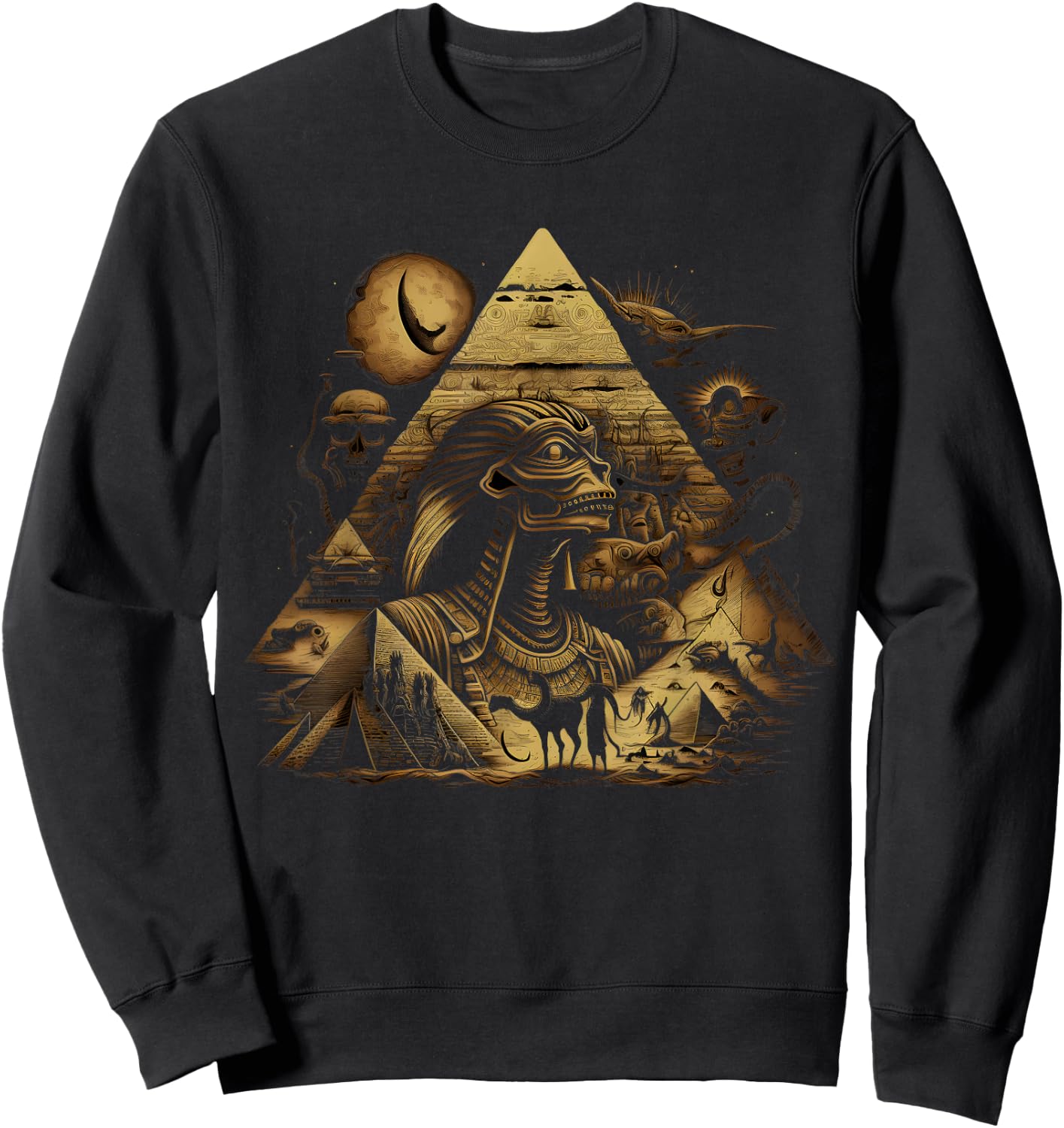 Ancient Egyptian Pyramids Aliens Space UFO Science Sweatshirt - Sweatshirt | Black