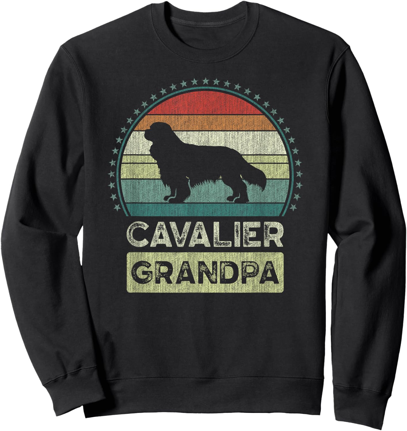 Cavalier Grandpa, Father's Day, King Charles Spaniel Dog Sweatshirt - Sweatshirt | Black