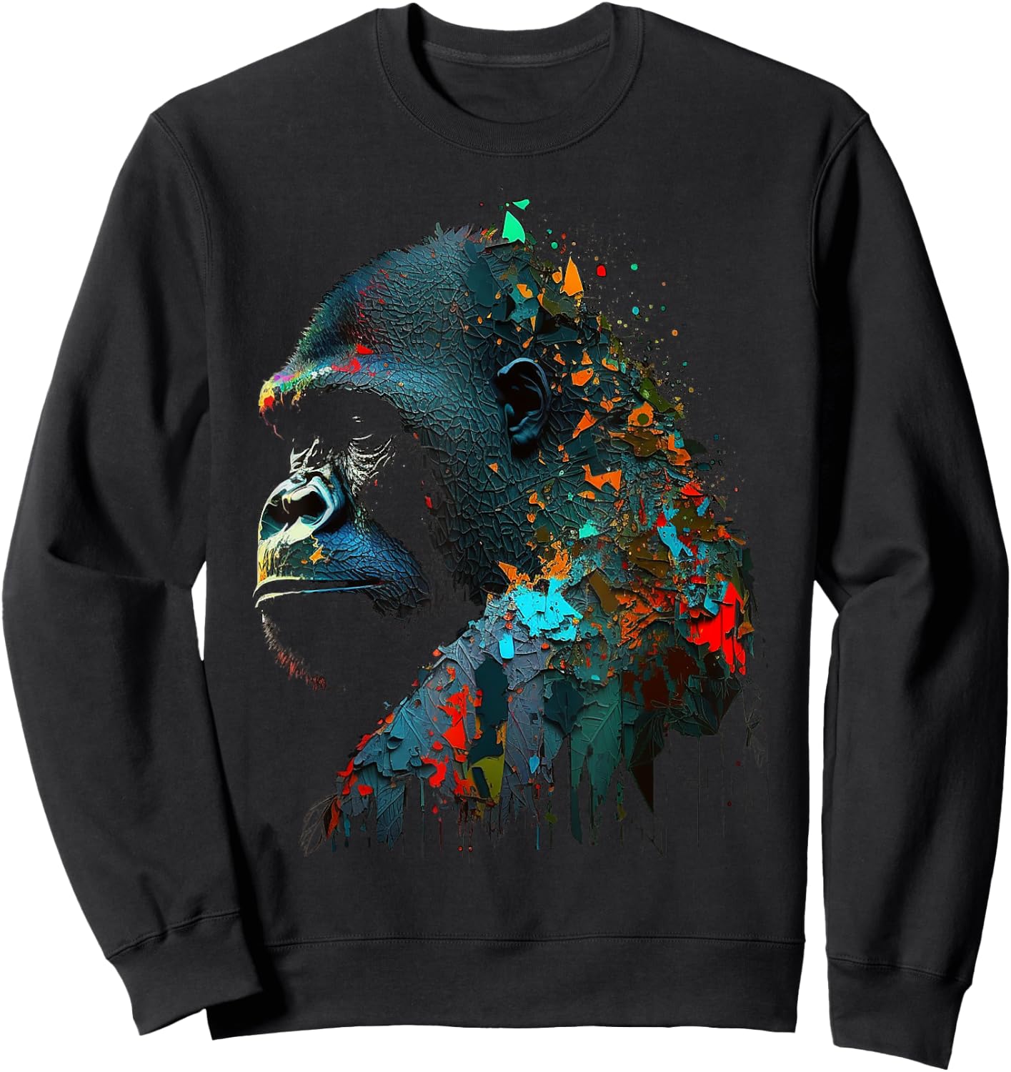 Gorilla Colourful Monkey Art Animal Sweatshirt - Sweatshirt | Black