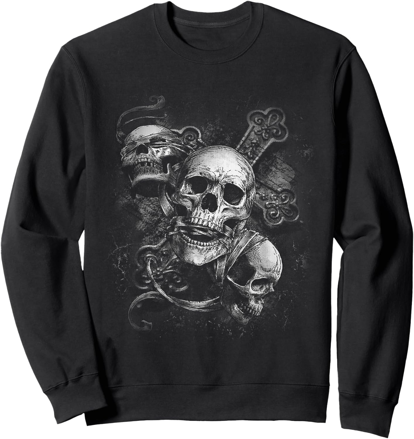 Hear No See No Speak No Evil, Dark Skeleton Sweatshirt - Sweatshirt | Black