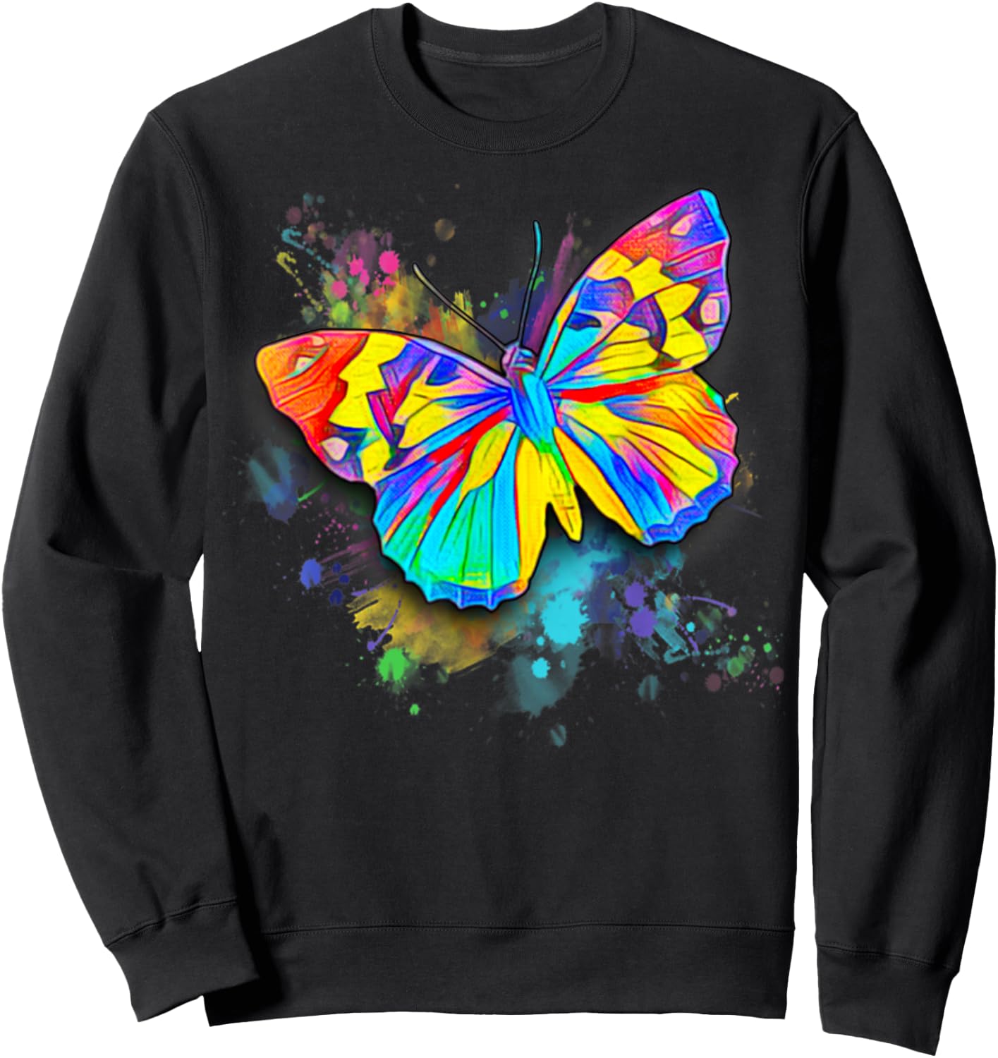 Colorful & Pretty Retro Butterfly Gear , Men & Kids Sweatshirt - Sweatshirt | Black