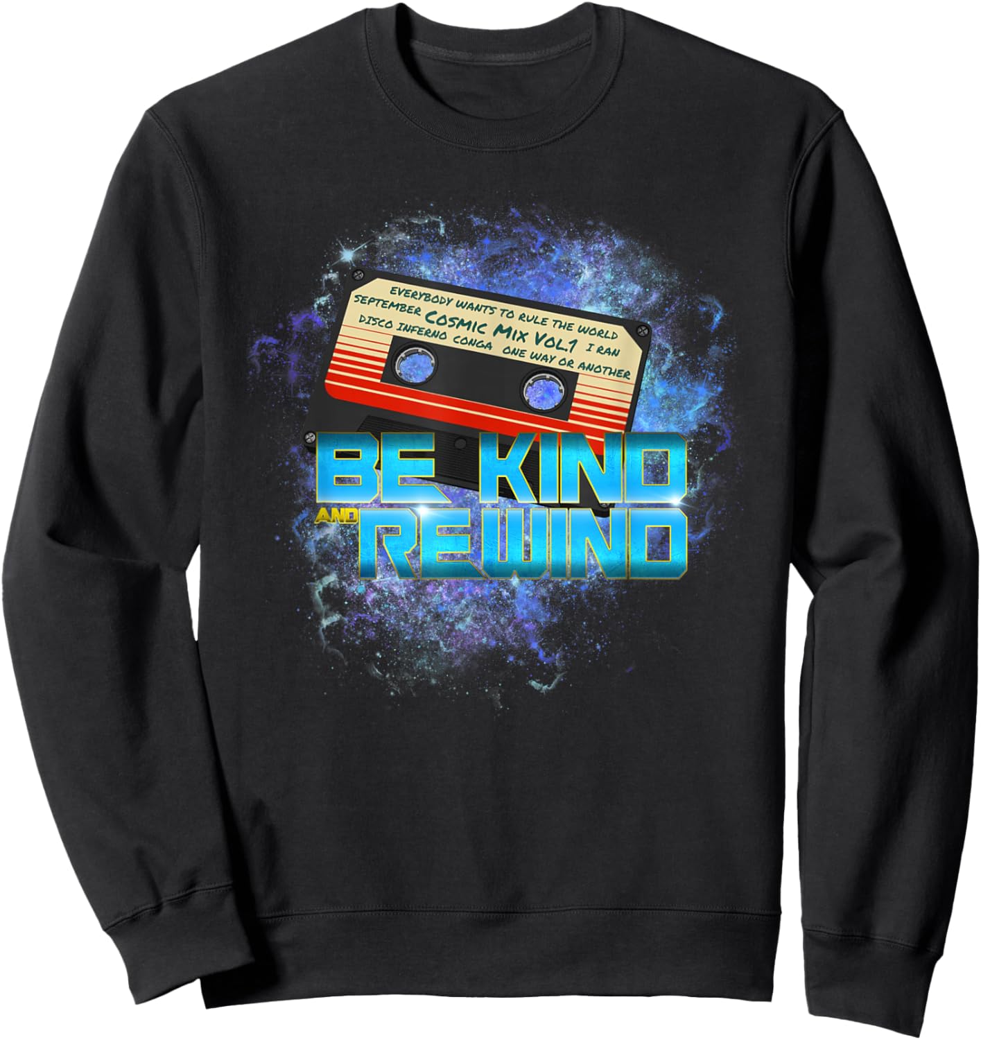 Cosmic Cassette Be Kind Rewind 80s - Out-of-this-World Sweatshirt - Sweatshirt | Black