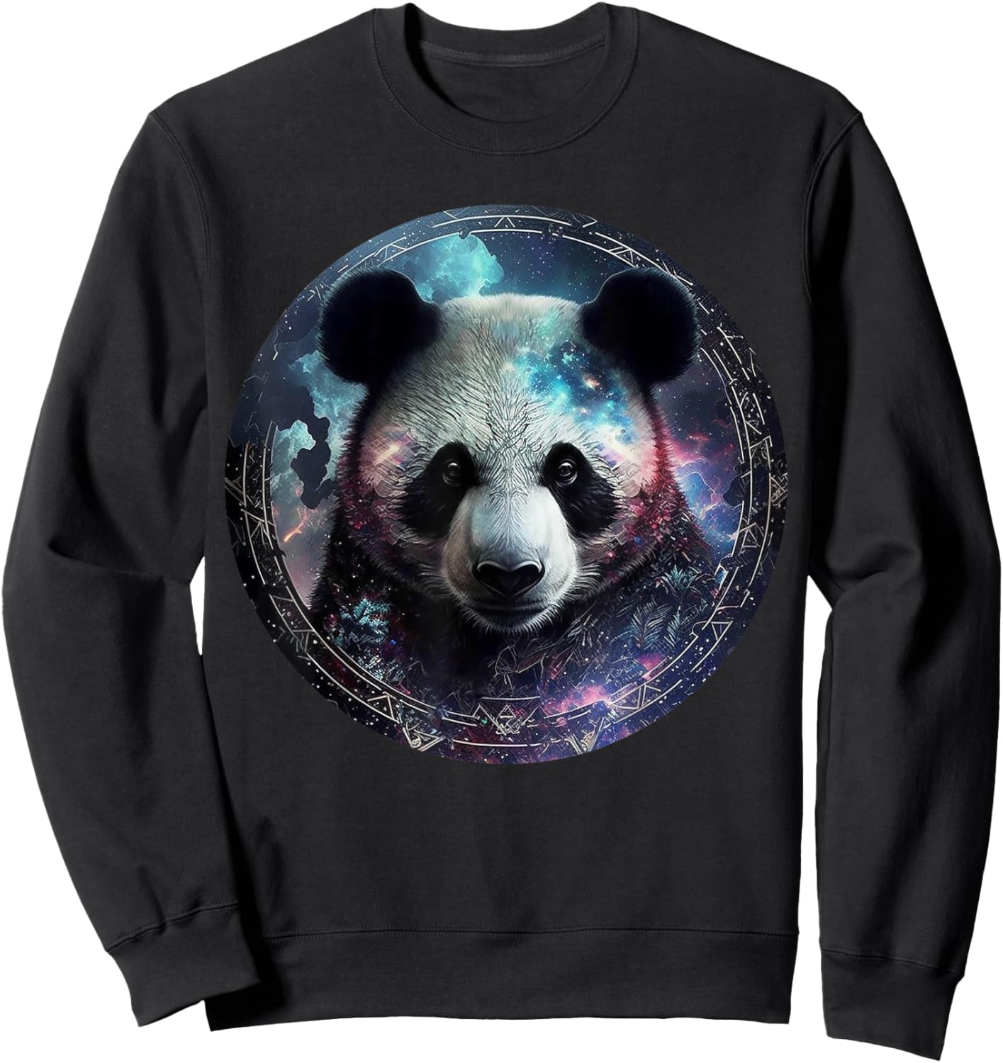 Panda art fantasy motif animal print panda Sweatshirt - Sweatshirt | Black