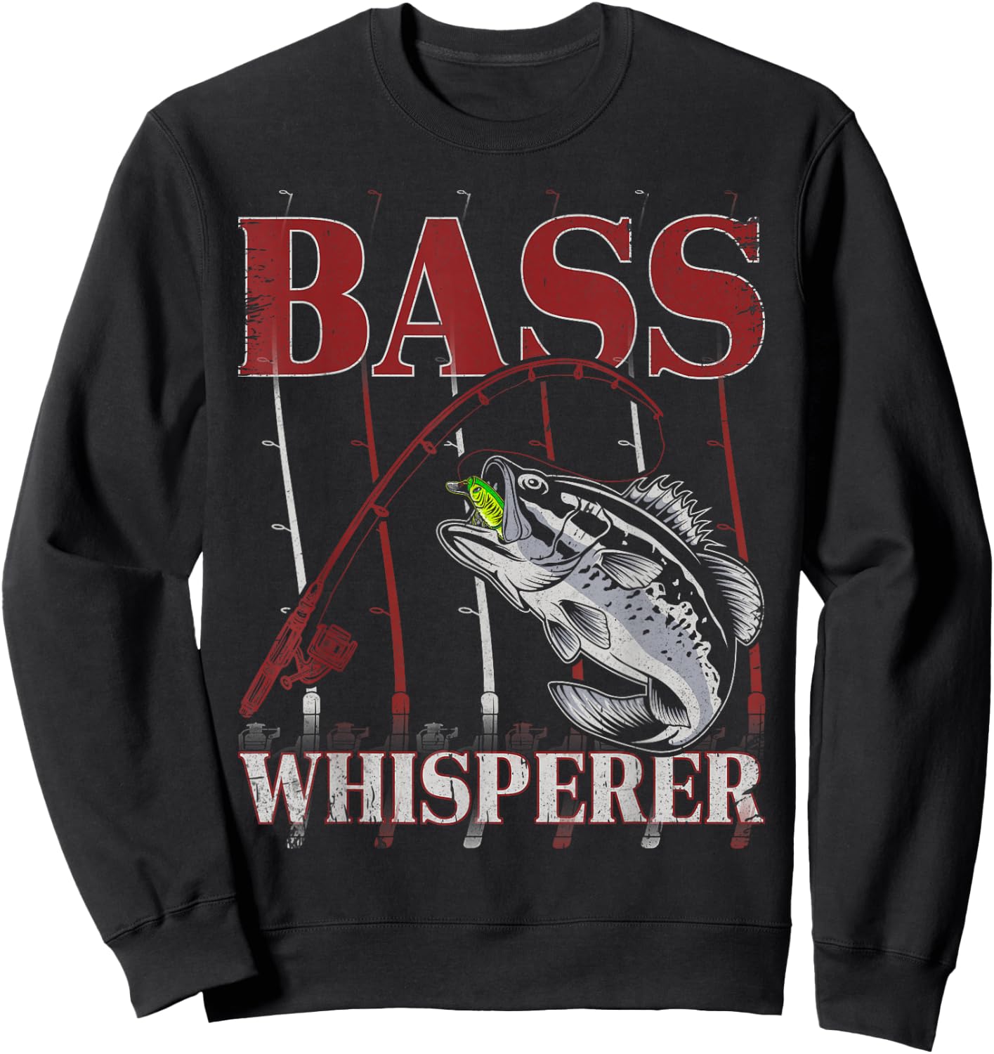 Patriotic Anglers American Bass Pro Whisperer Fisherman Sweatshirt - Sweatshirt | Black