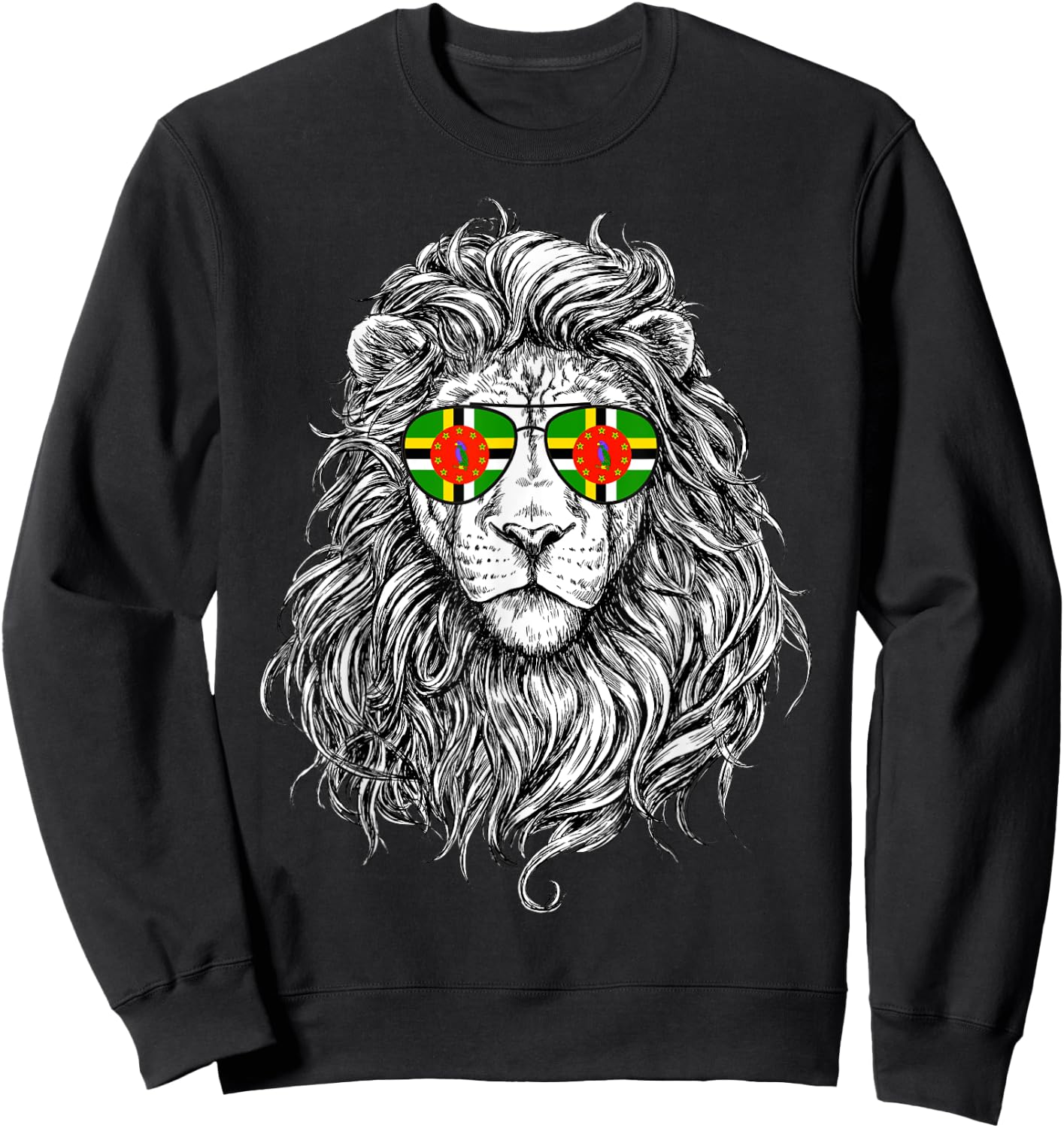 Dominica Flag Lion Sunglasses Dominica Gifts Love Dominica Sweatshirt - Sweatshirt | Black