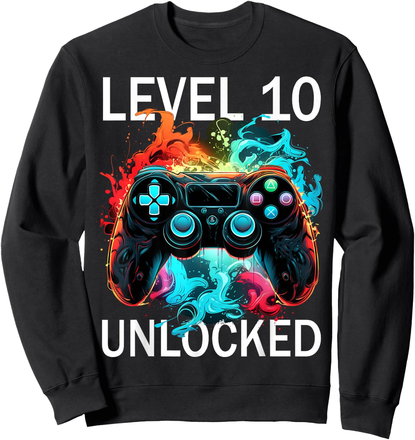 Kids Level 10 Unlocked Video Gamer Retro 10th Birthday Game Sweatshirt - Sweatshirt | Black