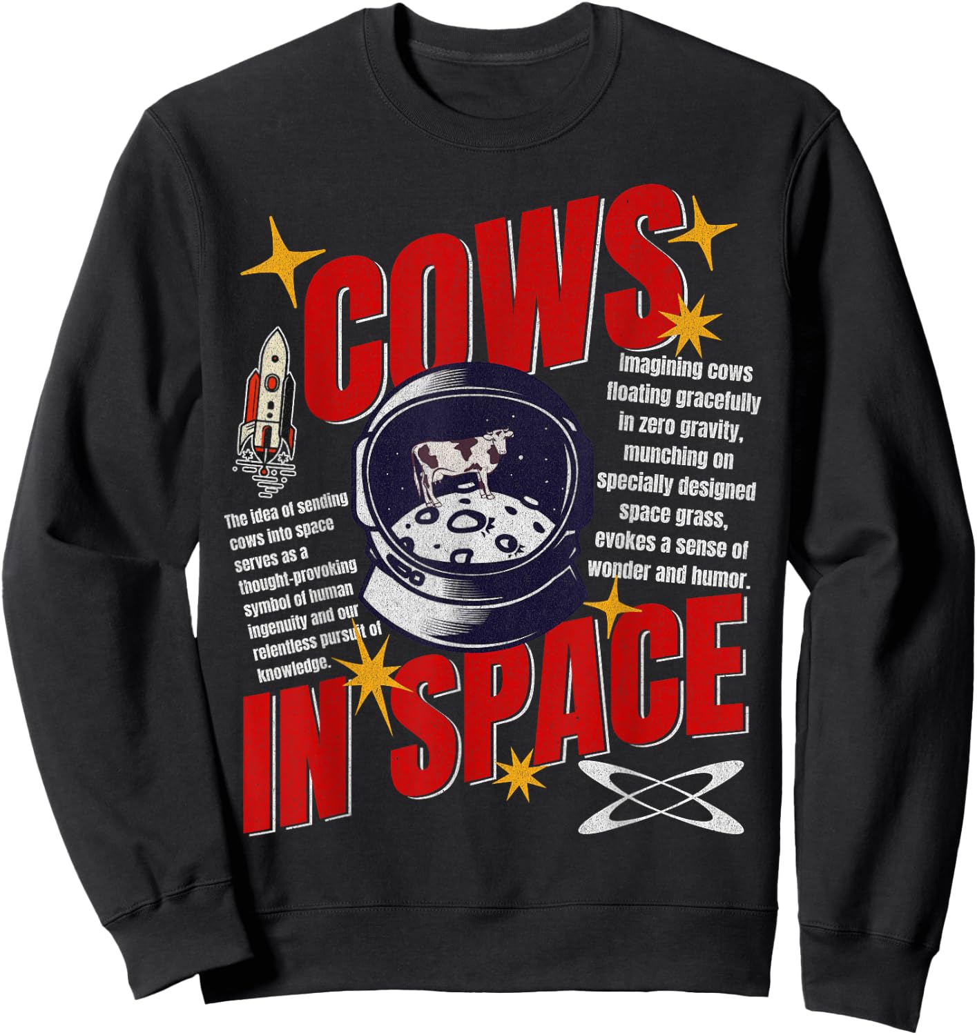 Cows In Space Exploration Funny Cow Lover Astronomy Sweatshirt - Sweatshirt | Black