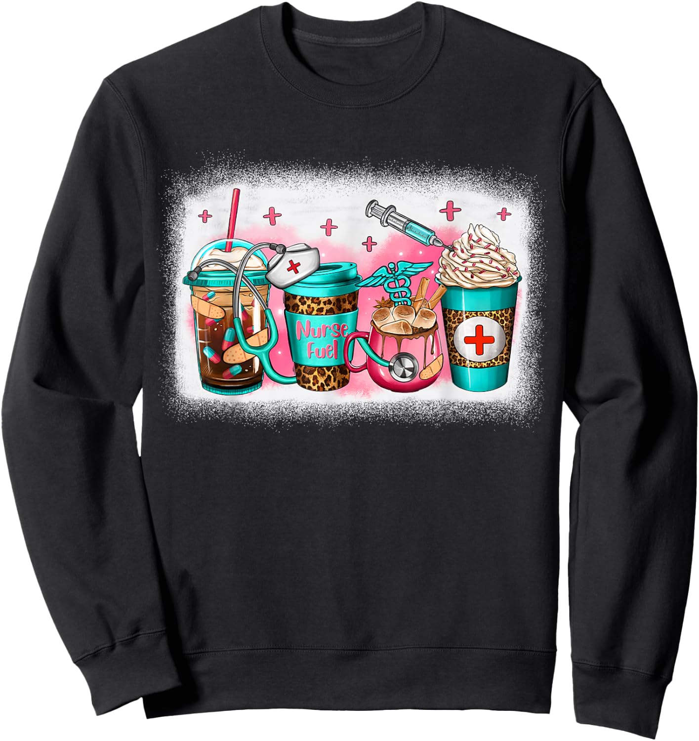 Women Nurse Fuel Coffee Cups, Funny Nurse Life RN Nursing Sweatshirt - Sweatshirt | Black