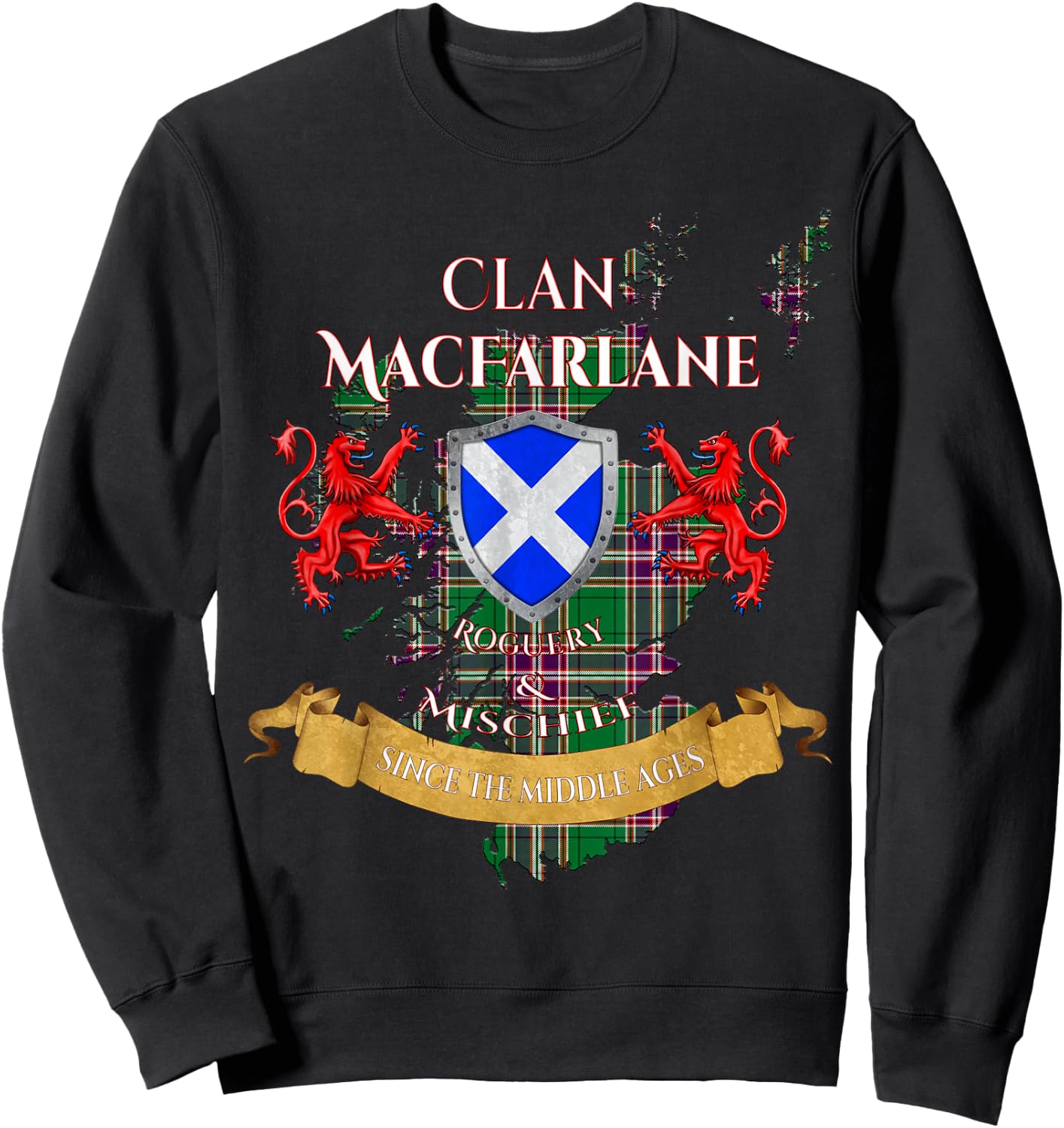 MacFarlane Hunting Scottish Family Clan Middle Ages Mischief Sweatshirt - Sweatshirt | Black