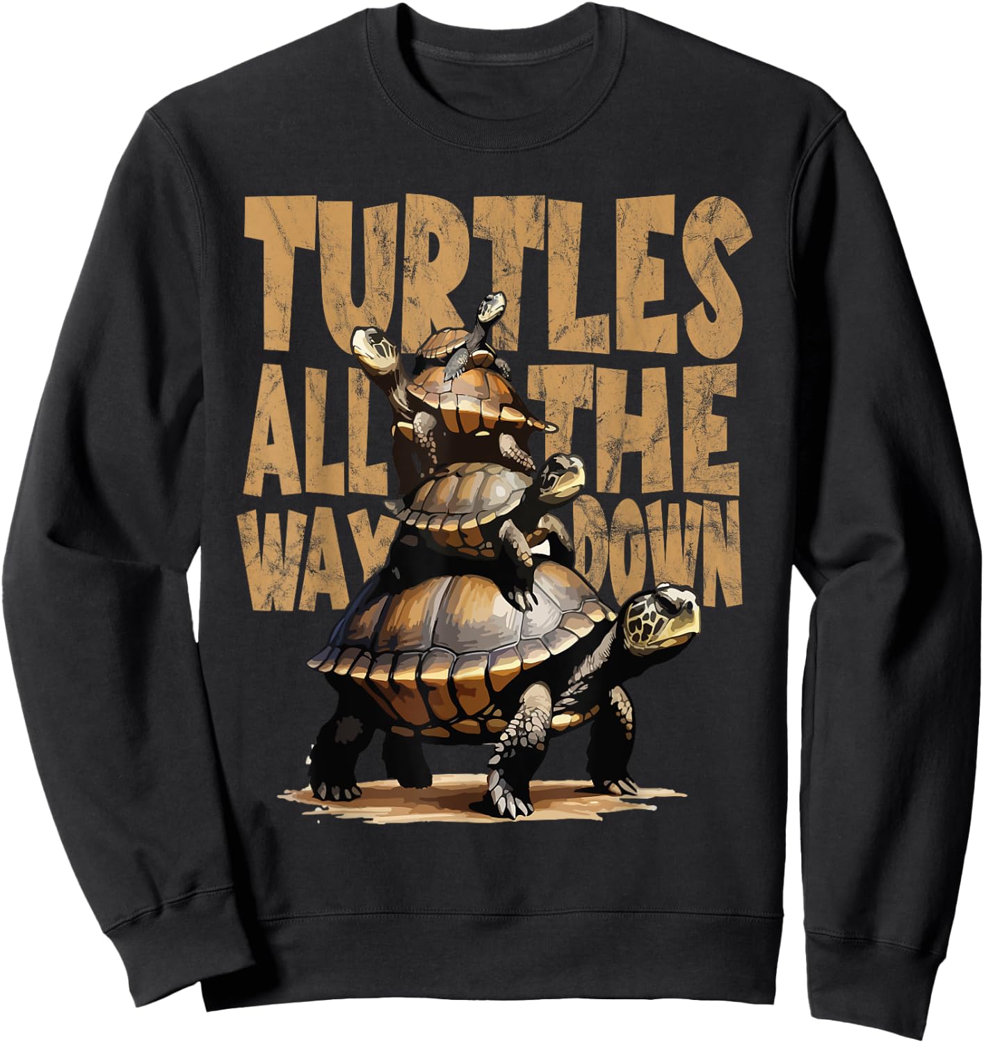 Retro Style Turtles all the way Down Sweatshirt - Sweatshirt | Black