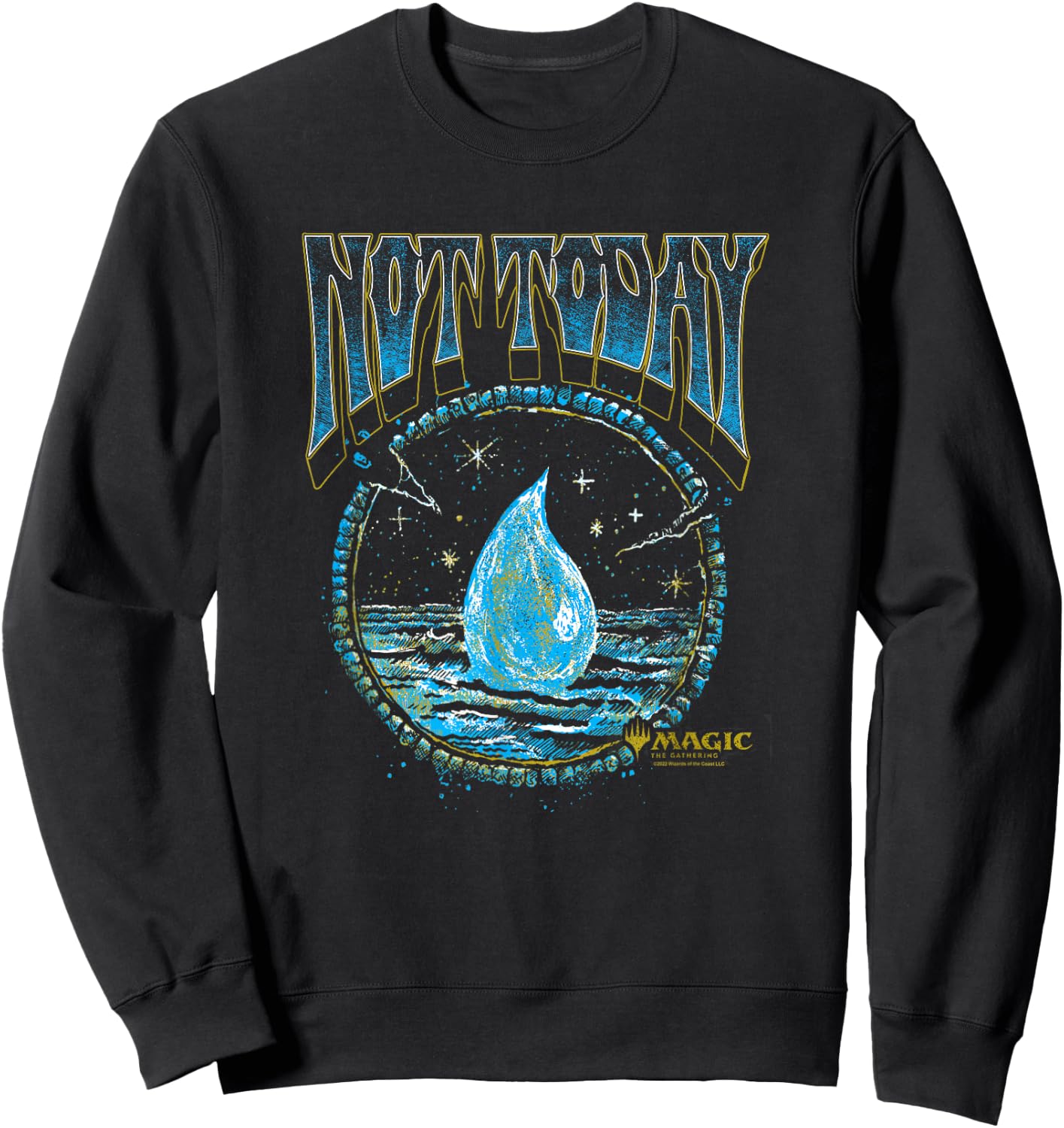 Magic: The Gathering Not Today Blue Mana Artistic Portrait Sweatshirt - Sweatshirt | Black