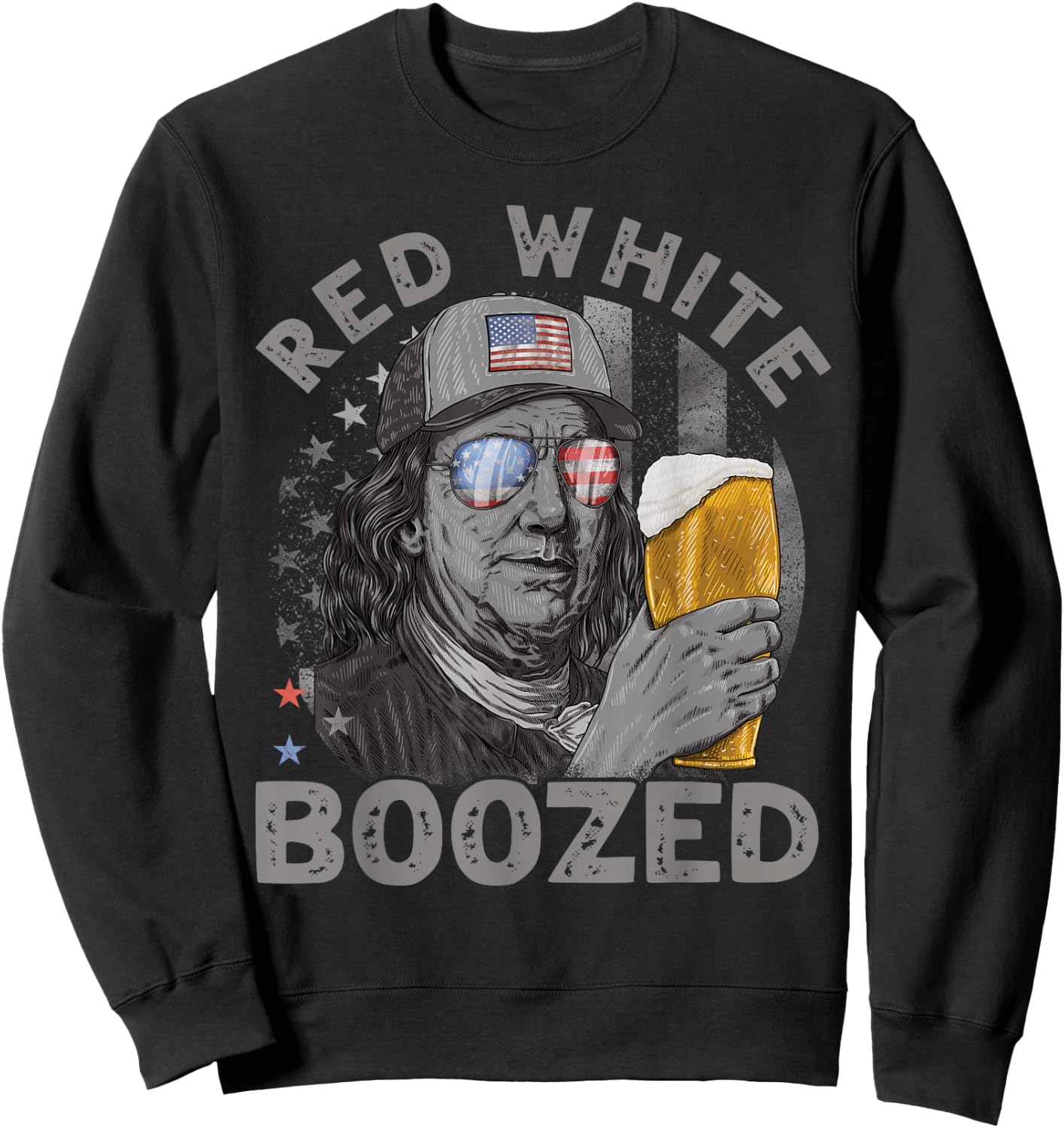 Red White Boozed Franklin Beer 4th of July Sweatshirt - Sweatshirt | Black
