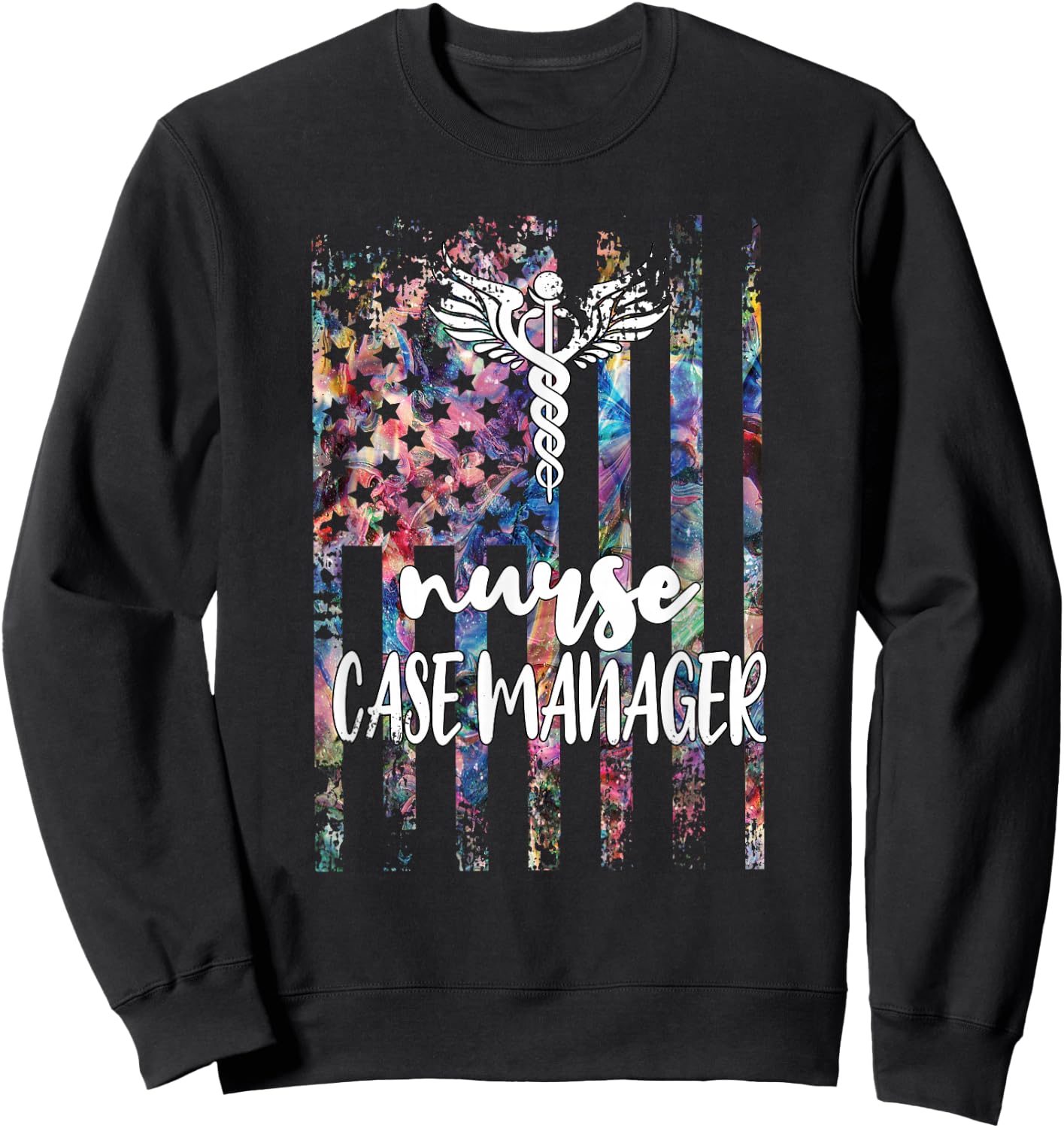 Nurse Case Manager American Flag RN Nursing Case Management Sweatshirt - Sweatshirt | Black