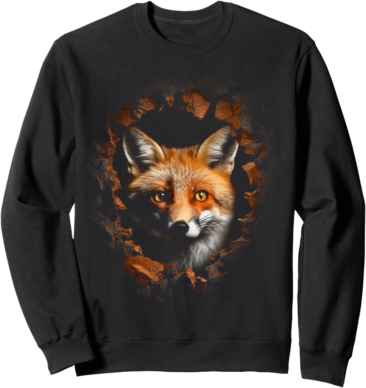 Fox Wall Artwork | Animal Motif Fox Sweatshirt - Sweatshirt | Black