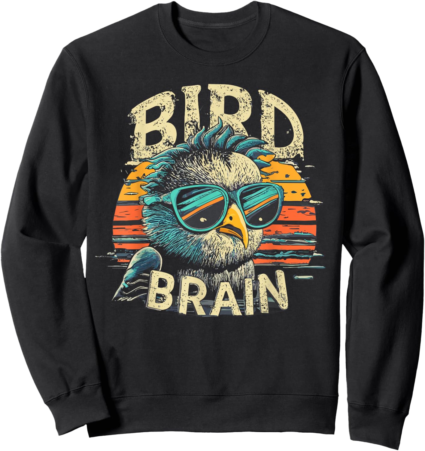 I heart Birds Funny Bird Brain Vintage Retro Sunset Cute Sweatshirt - Sweatshirt | Black