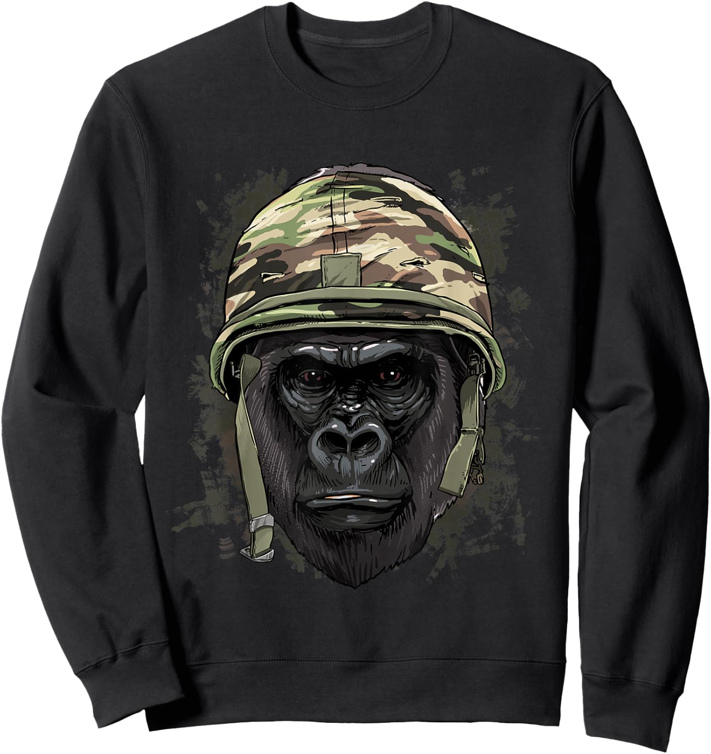 Gorilla Soldier Veteran Army Gorilla Primate Animal Lover Sweatshirt - Sweatshirt | Black