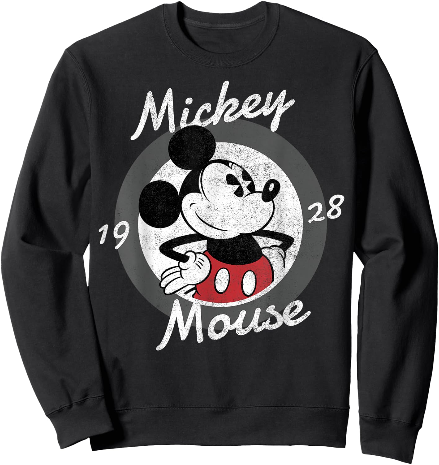Disney Mickey Mouse Cursive Text Circle Logo Sweatshirt - Sweatshirt | Black