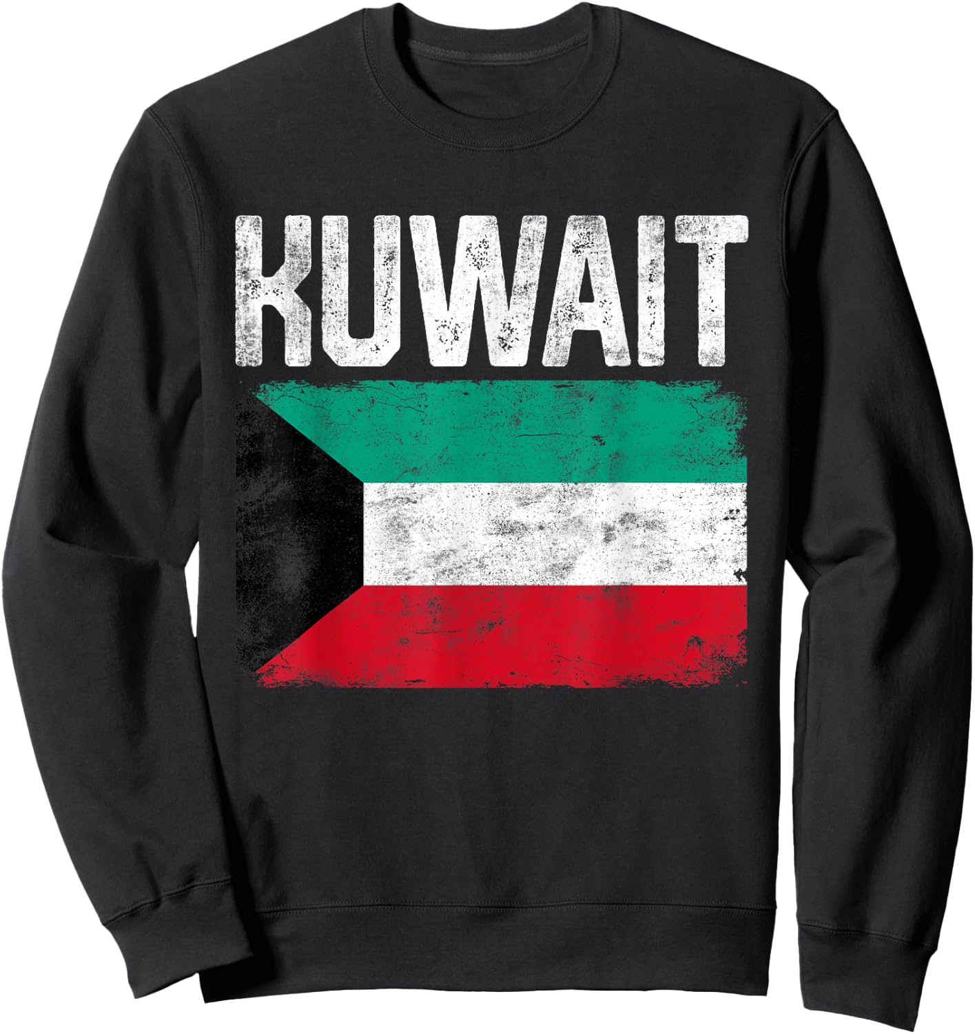 Men Women Kids Patriotic Distressed Retro Kuwait Flag Sweatshirt - Sweatshirt | Black