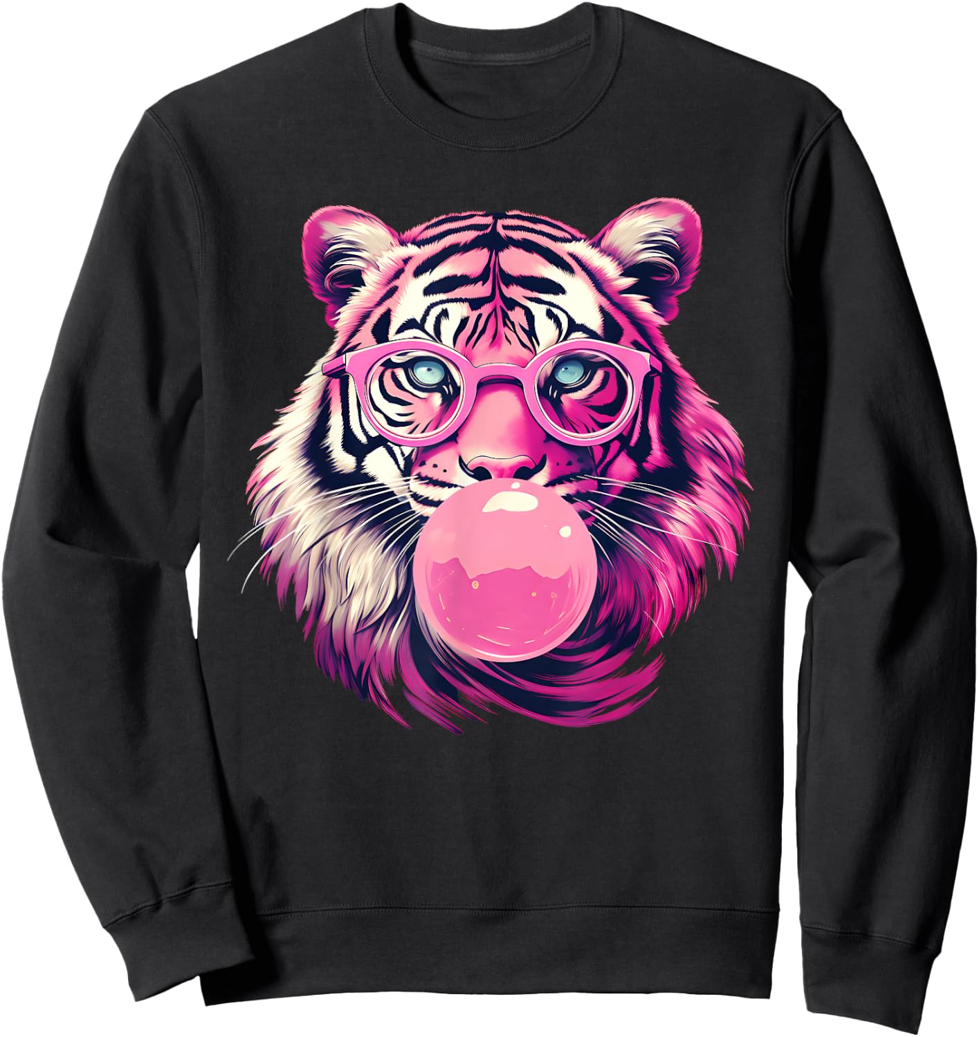 Women's Tiger Tiger Face Wild Animal Cute Tiger Sweatshirt - Sweatshirt | Black