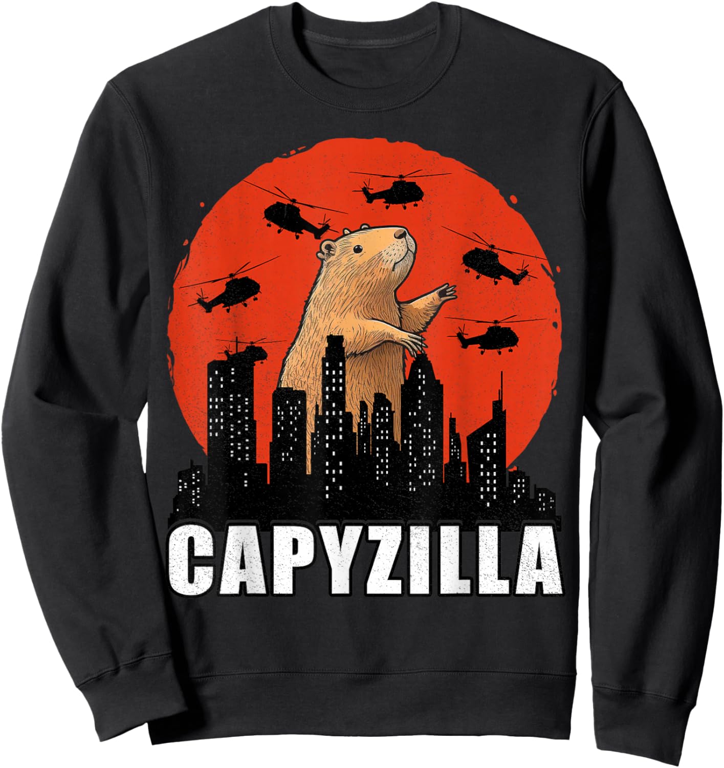 Capybara Shirt Funny Capybara Rodent Capyzilla Funny Sweatshirt - Sweatshirt | Black