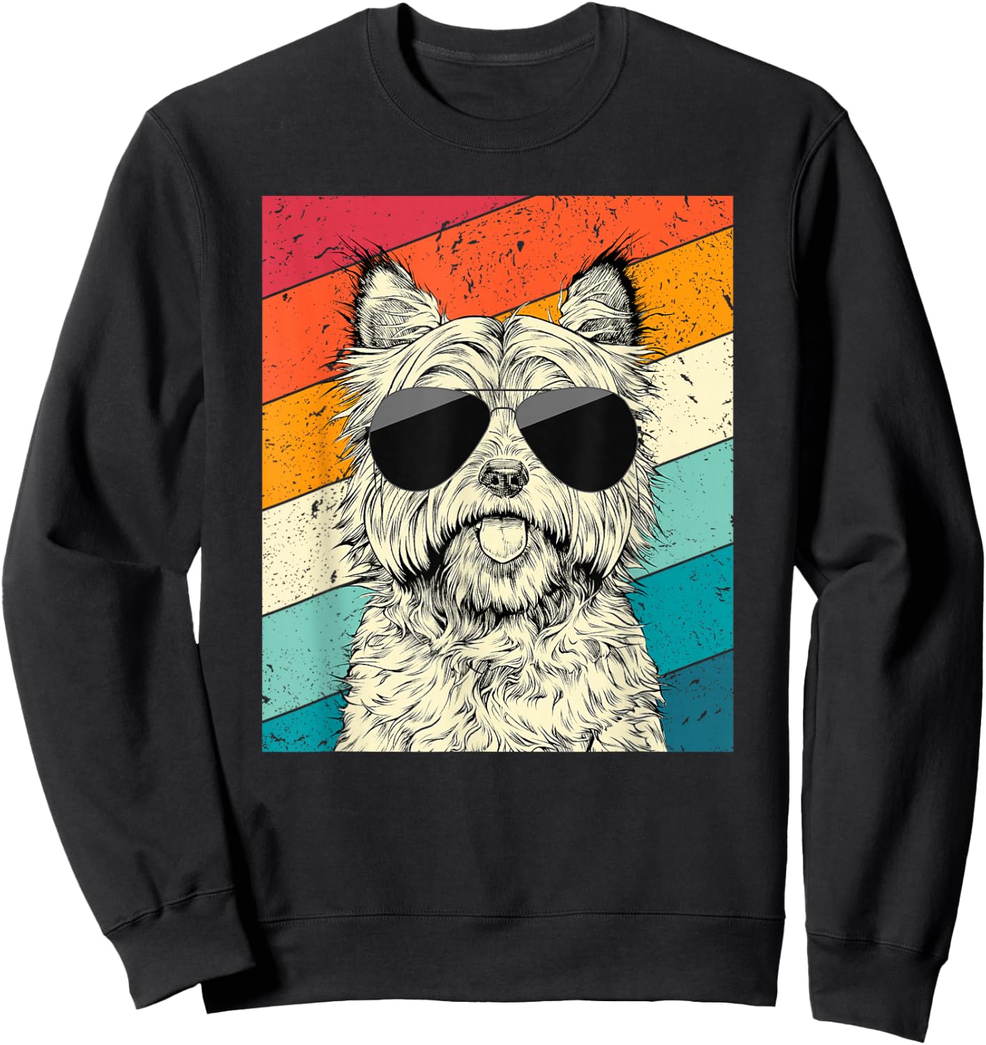 Retro Vintage Cairn Terrier with Sunglasses Dog Lovers Sweatshirt - Sweatshirt | Black