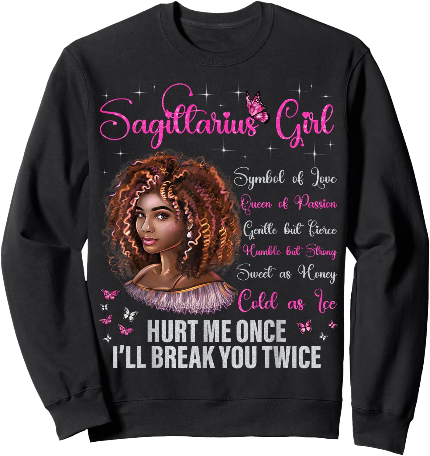 Sagittarius Girl Black Queen Zodiac Birthday Afro Woman Sweatshirt - Sweatshirt | Black