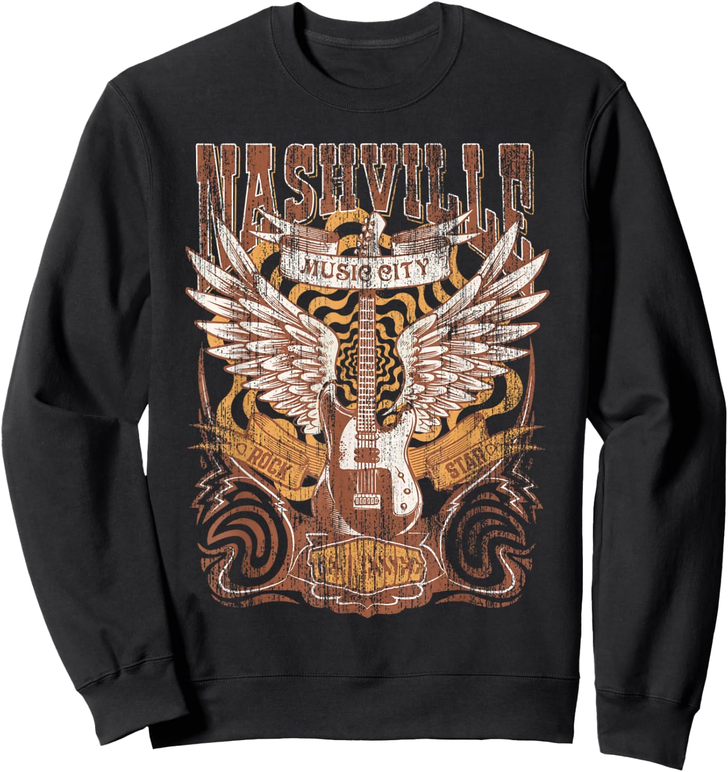 Nashville Tennessee Guitar Country Music City Guitarist Gift Sweatshirt - Sweatshirt | Black